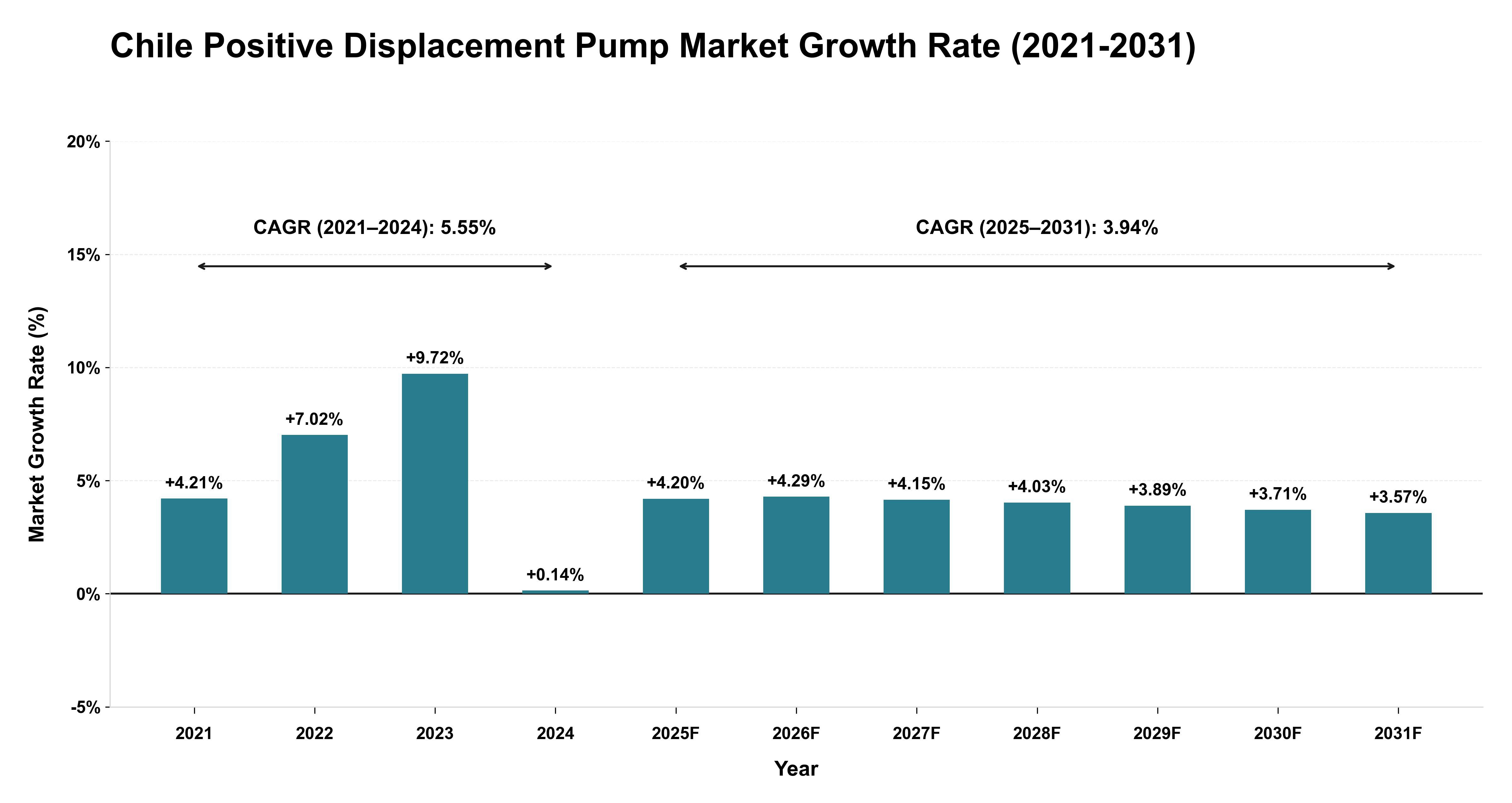 Chile Positive Displacement Pump Market Growth Rate Analysis (2021-2031)