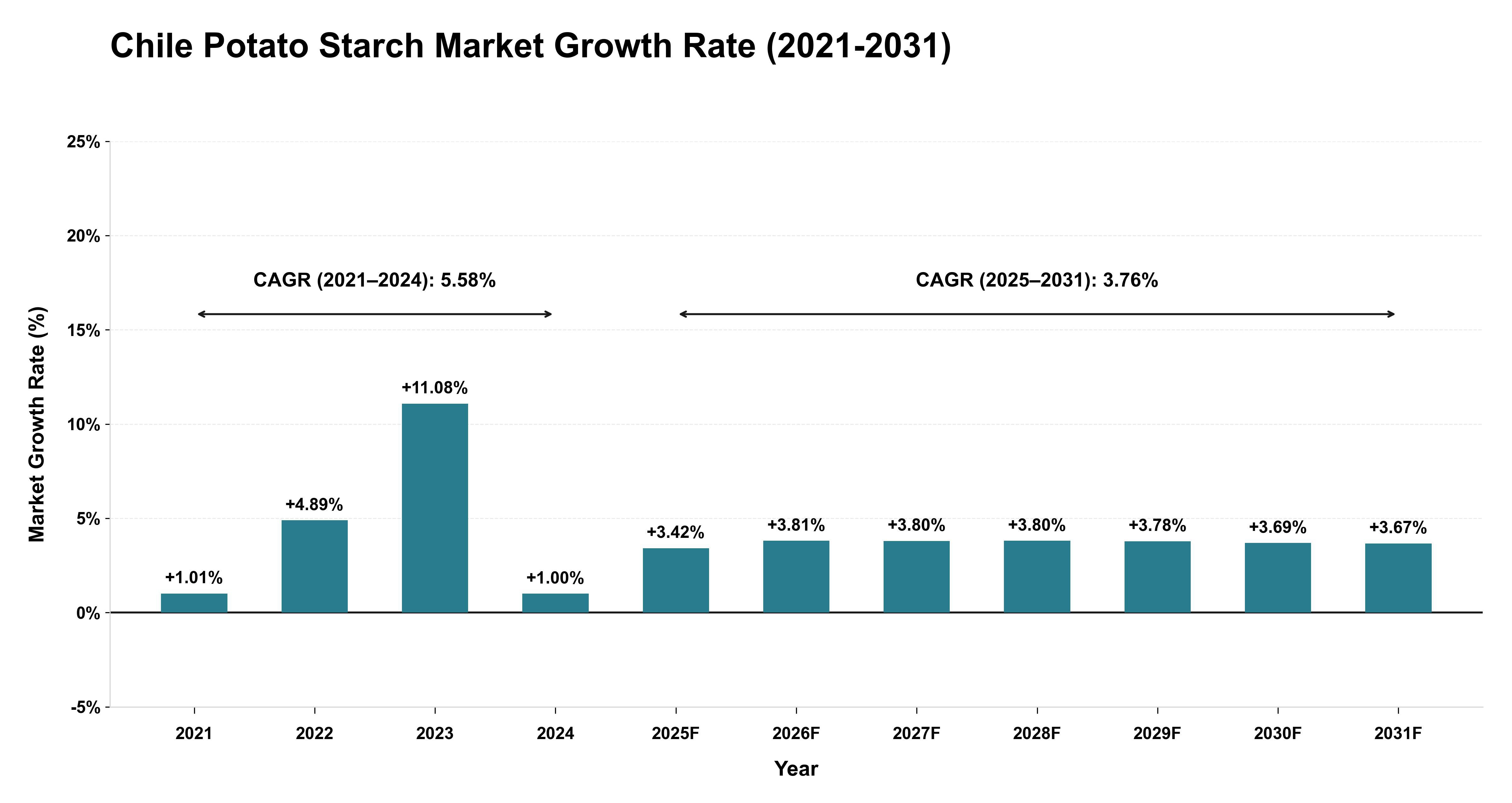 Chile Potato Starch Market Growth Rate Analysis (2021-2031)