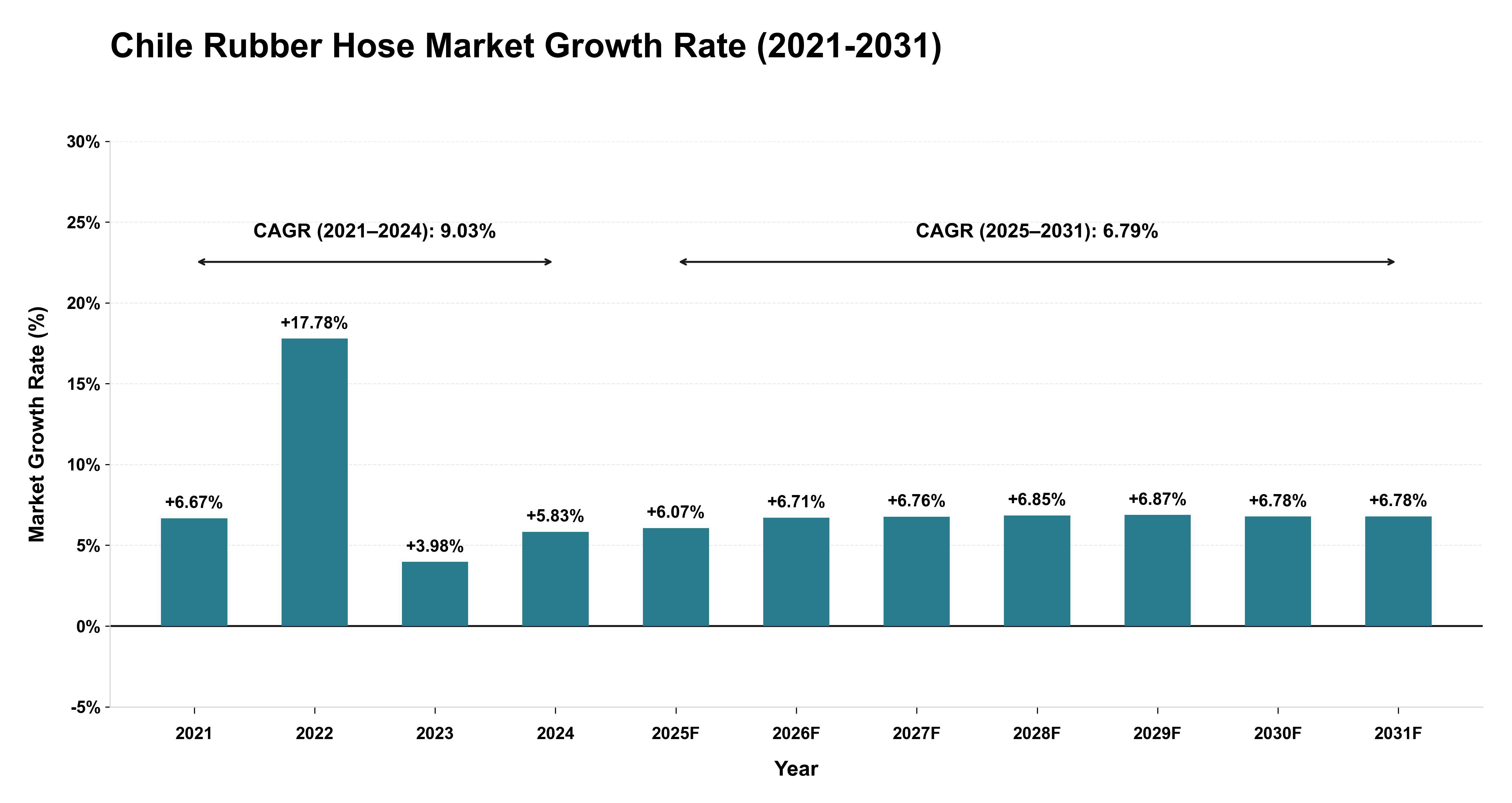 Chile Rubber Hose Market Growth Rate Analysis (2021-2031)