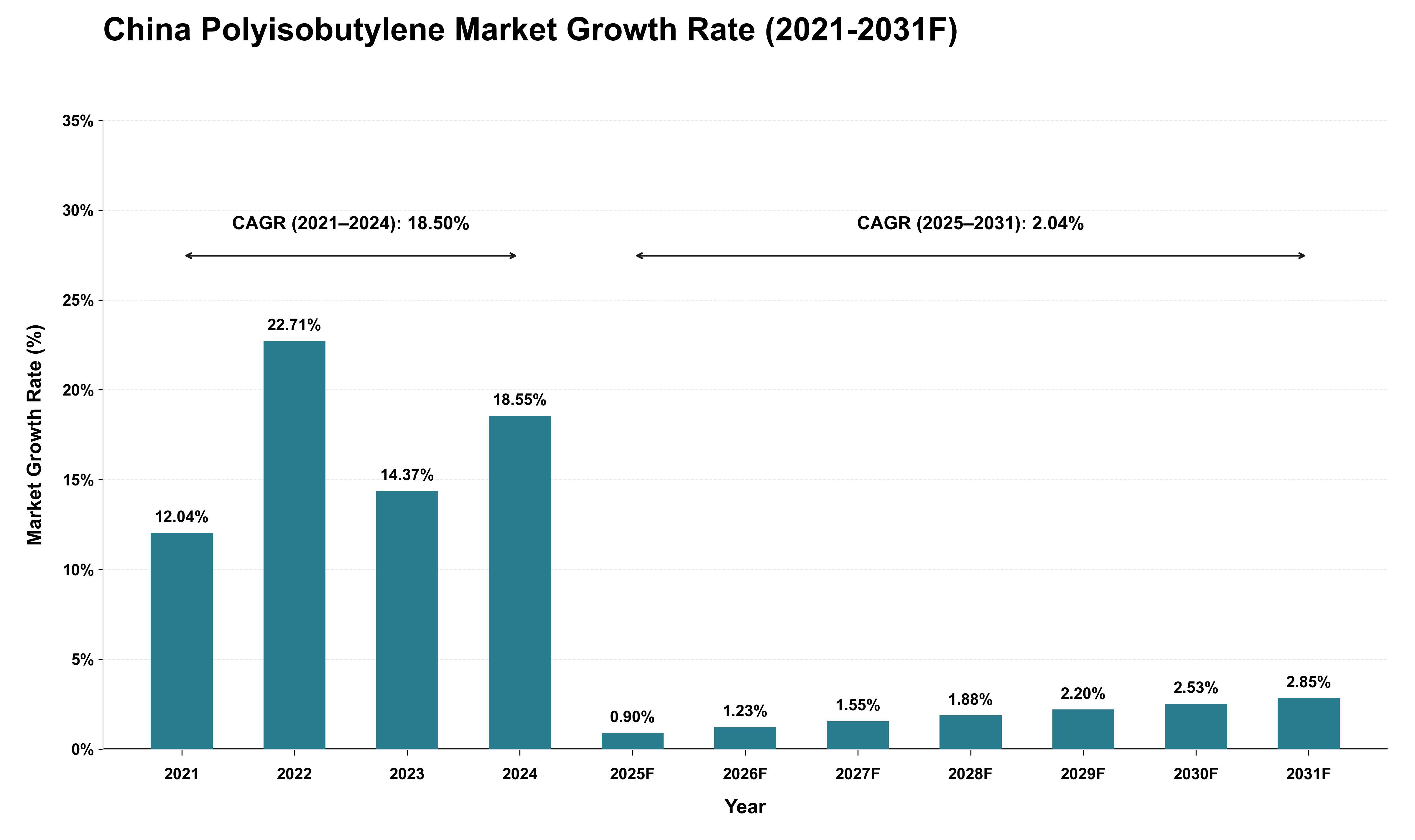China Polyisobutylene Market Growth Rate Analysis (2021 - 2031)