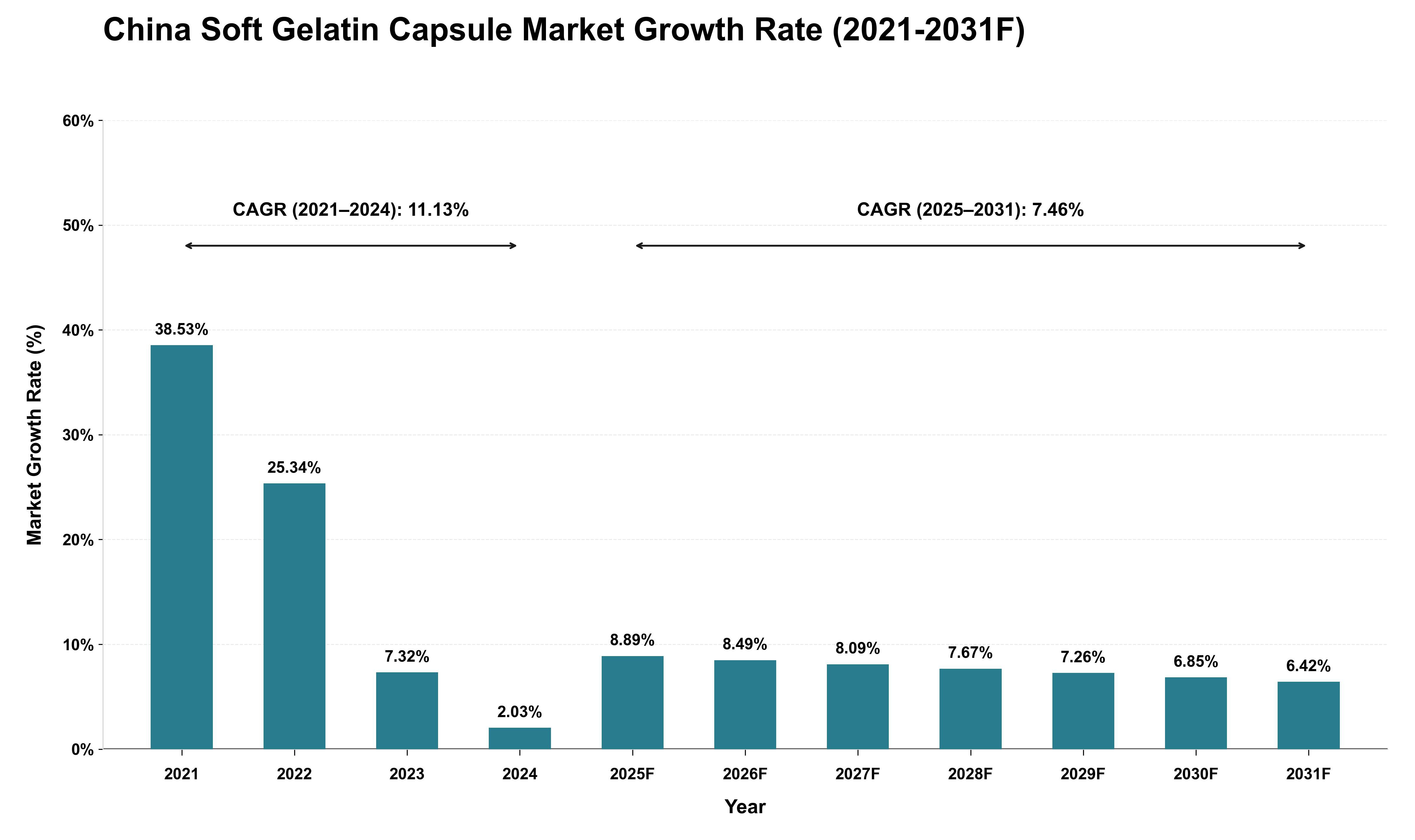 China Soft Gelatin Capsule Market Growth Rate Analysis (2021 - 2031)