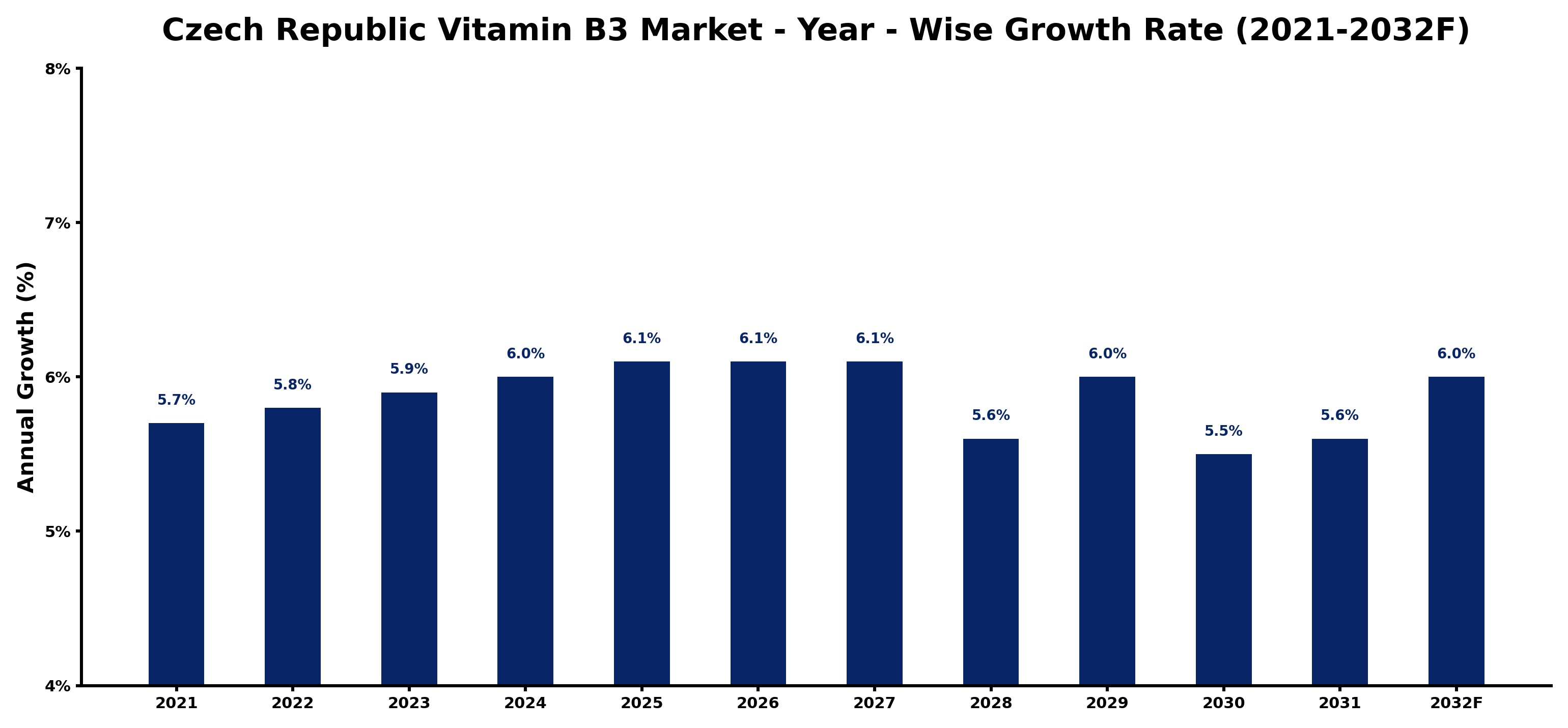 Czech Republic Vitamin B3 Market Year-wise Growth Rate and Key Drivers