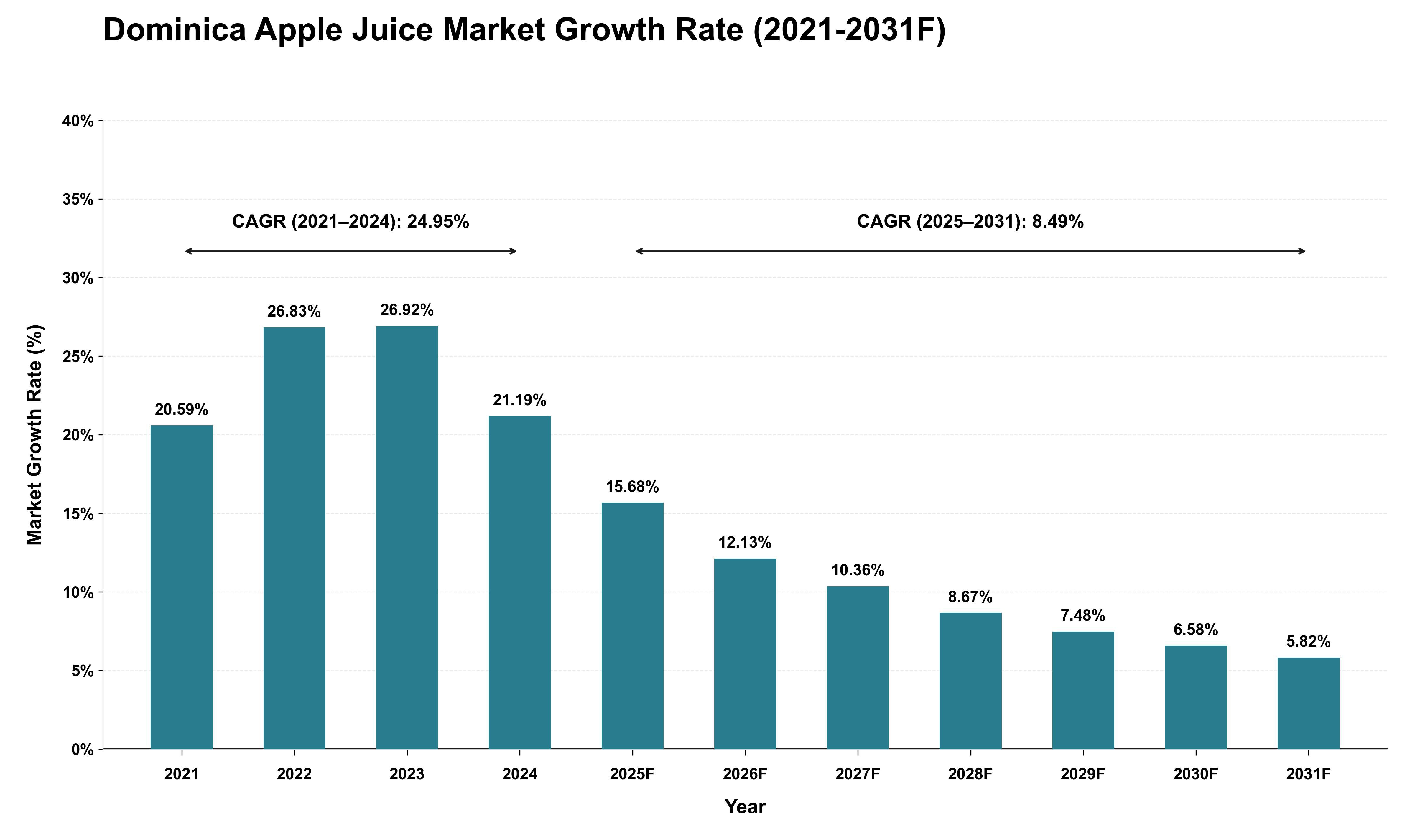 Dominica Apple Juice Market Growth Rate Analysis (2021 - 2031)