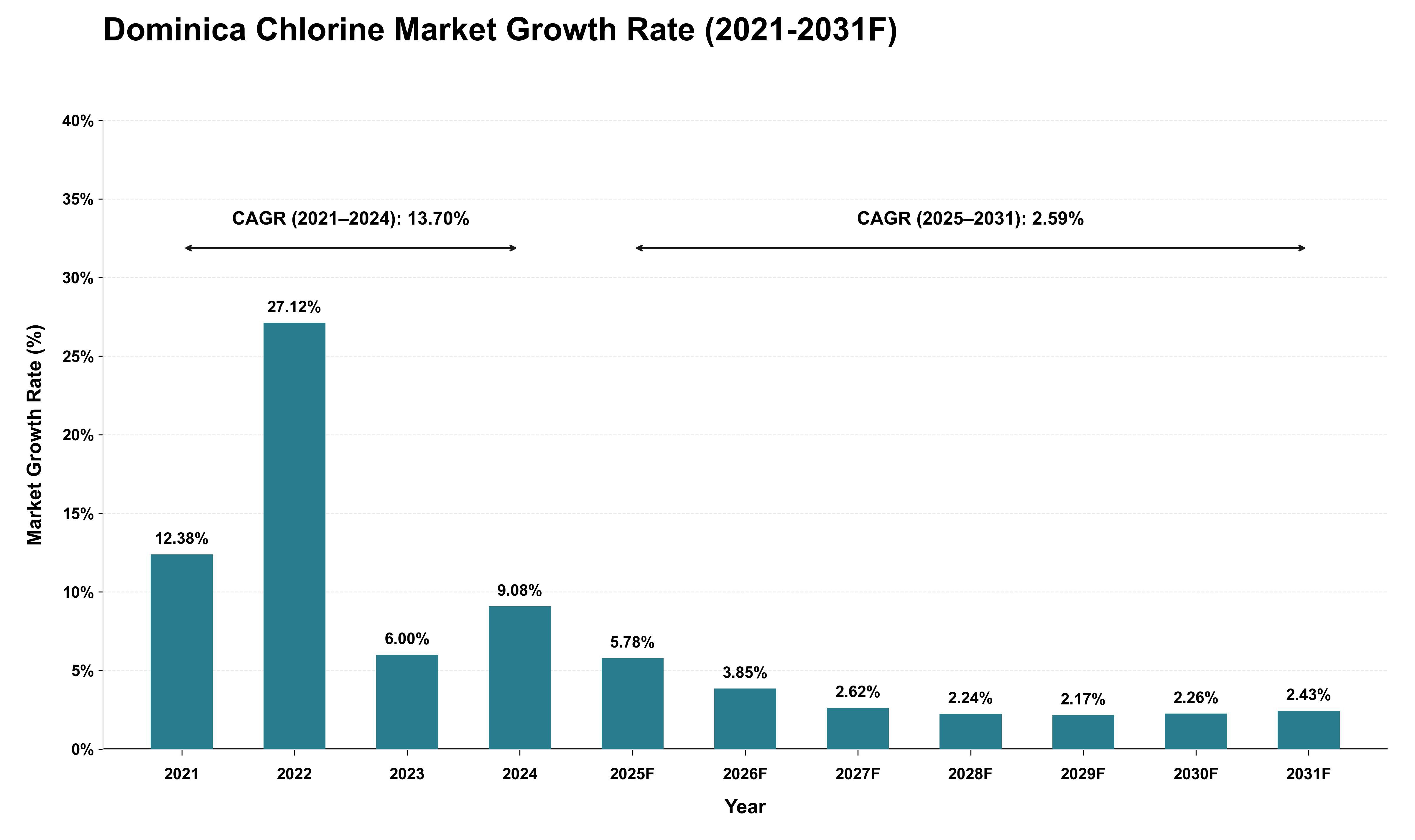 Dominica Chlorine Market Growth Rate Analysis (2021 - 2031)