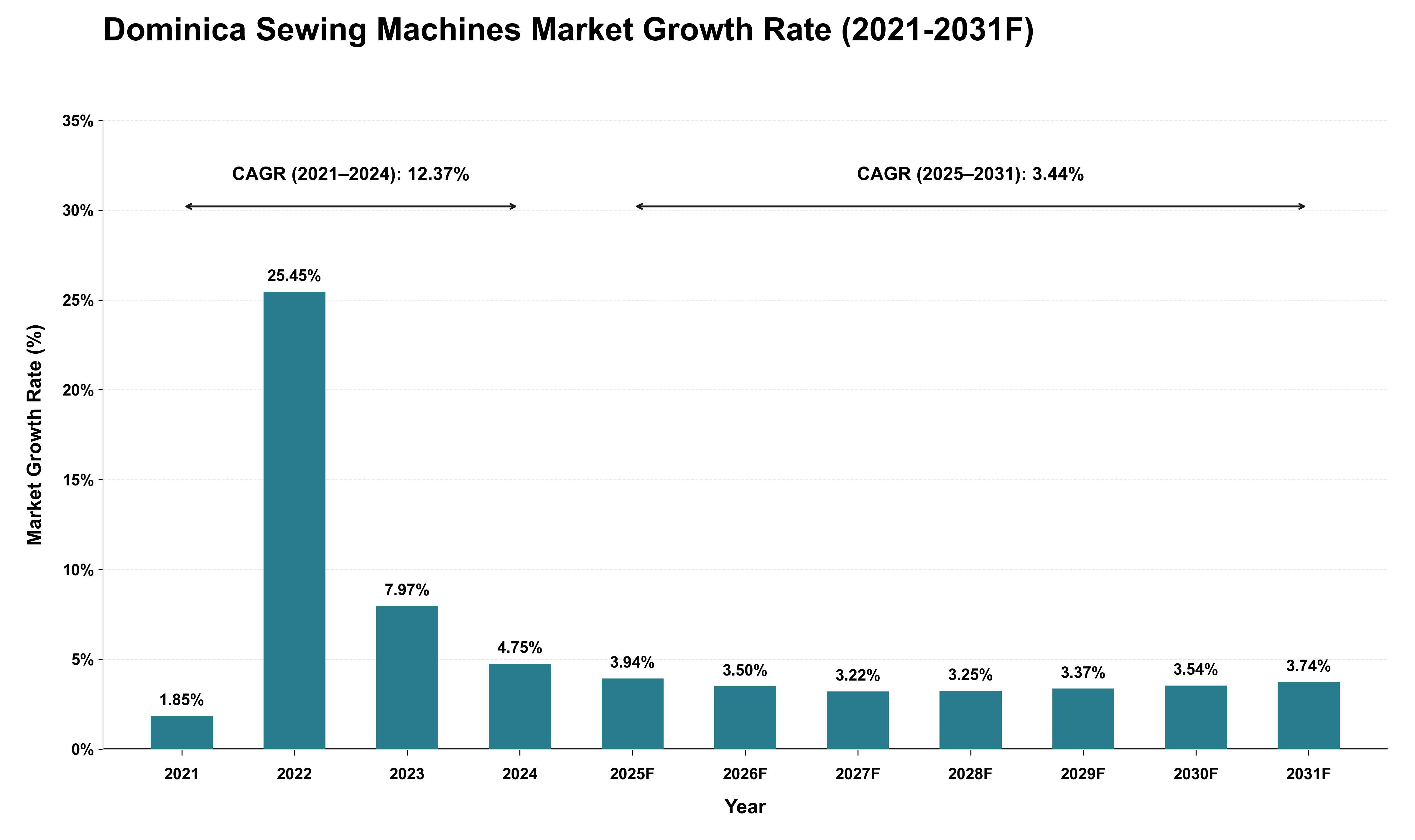 Dominica Sewing Machines Market Growth Rate Analysis (2021 - 2031)