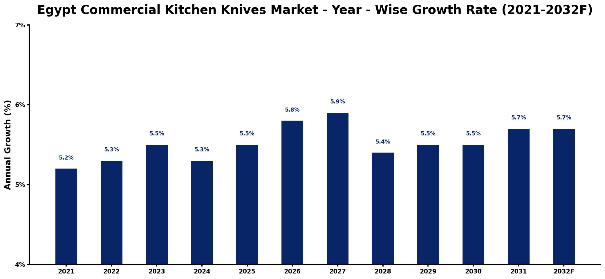 Egypt Commercial Kitchen Knives Market Year-wise Growth Rate and Key Drivers