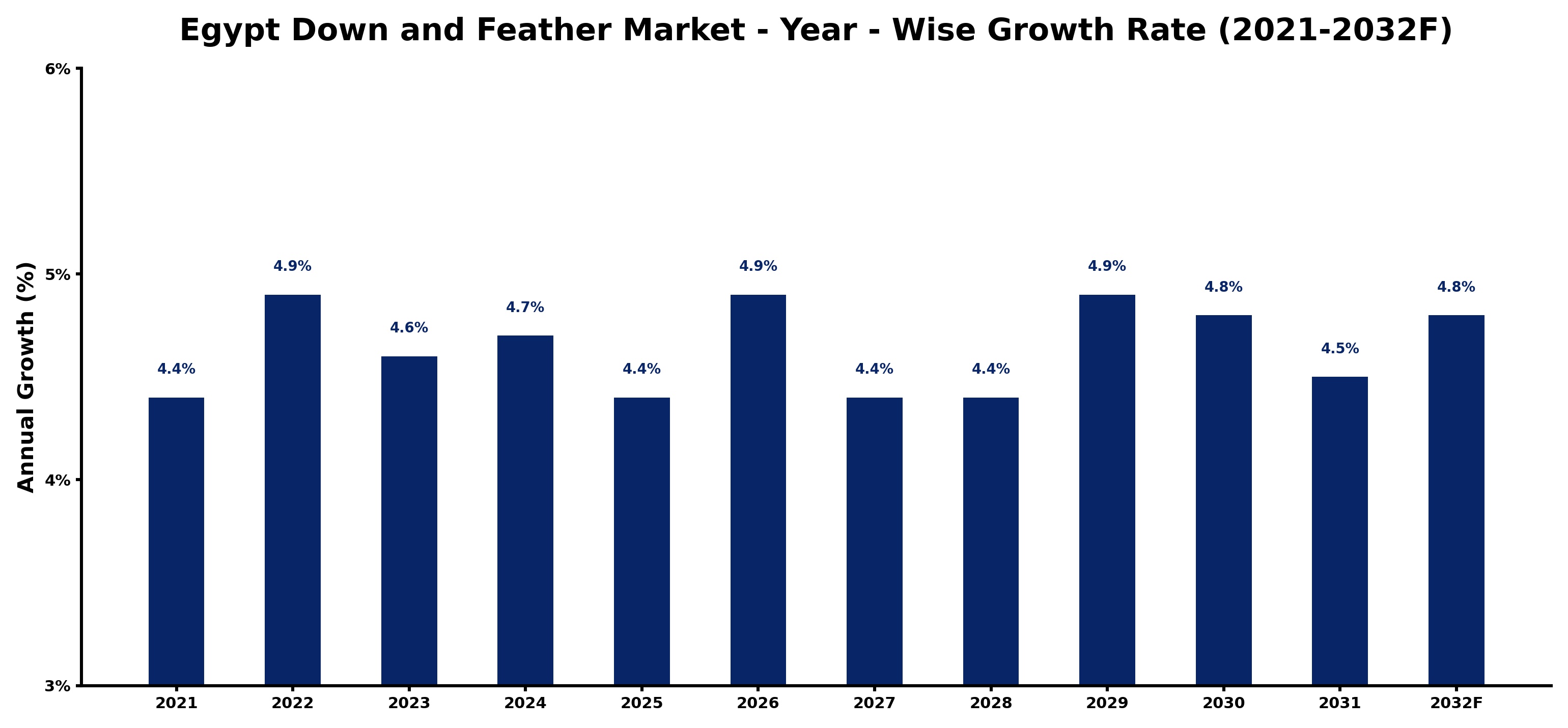Egypt Down and Feather Market Year-wise Growth Rate and Key Drivers