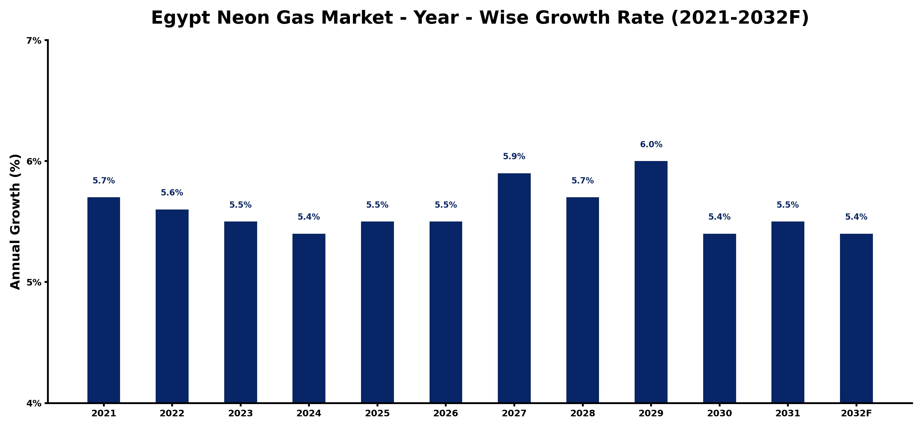 Egypt Neon Gas Market Year-wise Growth Rate and Key Drivers