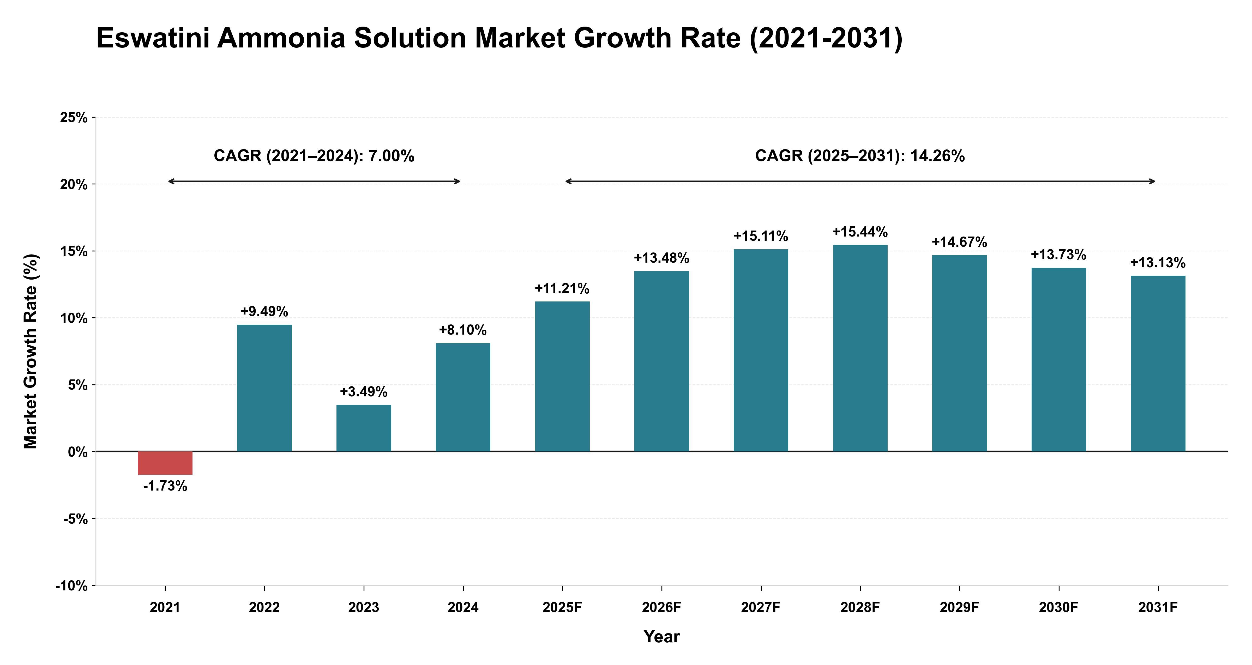 Eswatini Ammonia Solution Market Growth Rate Analysis (2021-2031)