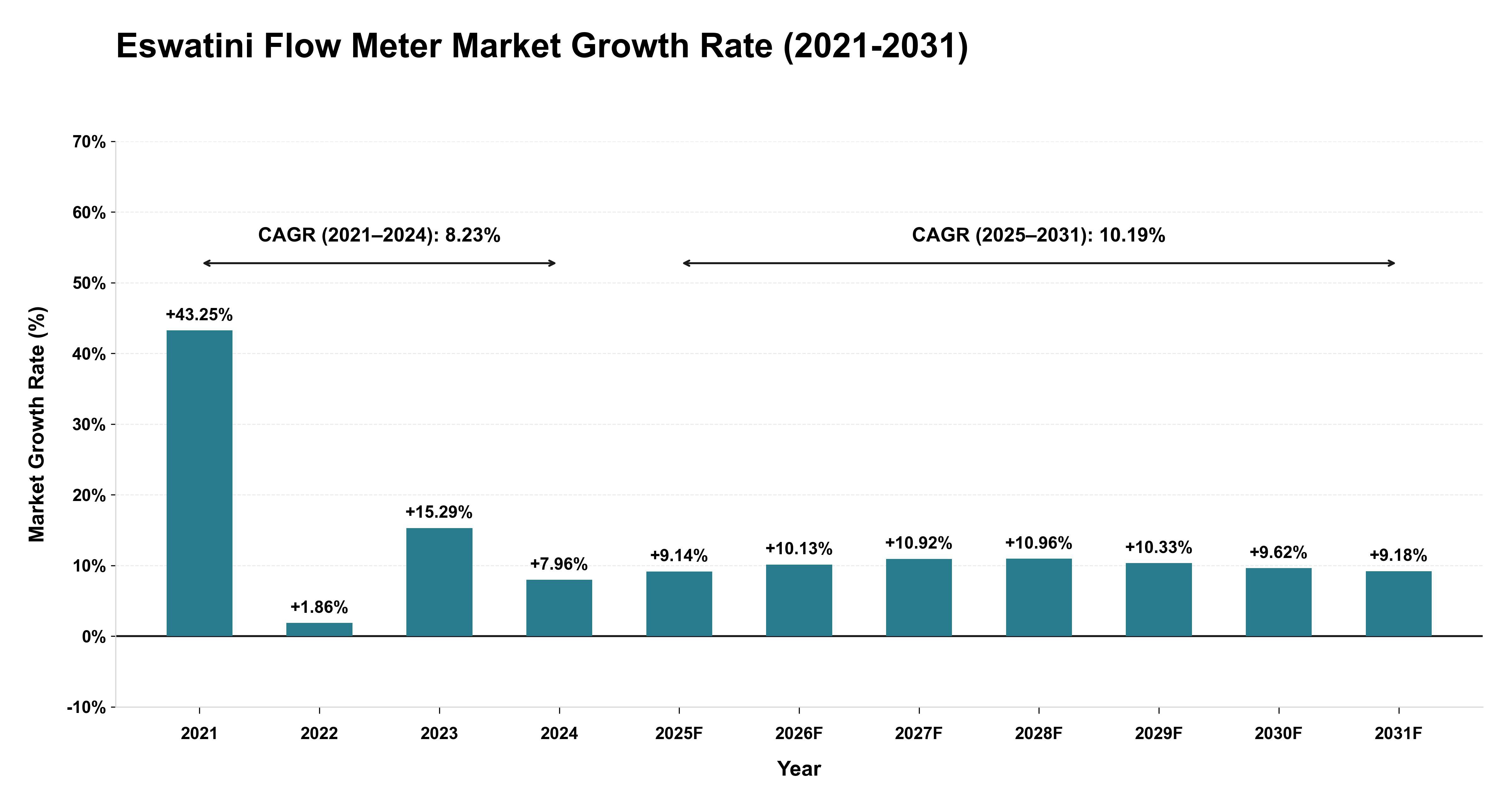 Eswatini Flow Meter Market Growth Rate Analysis (2021-2031)