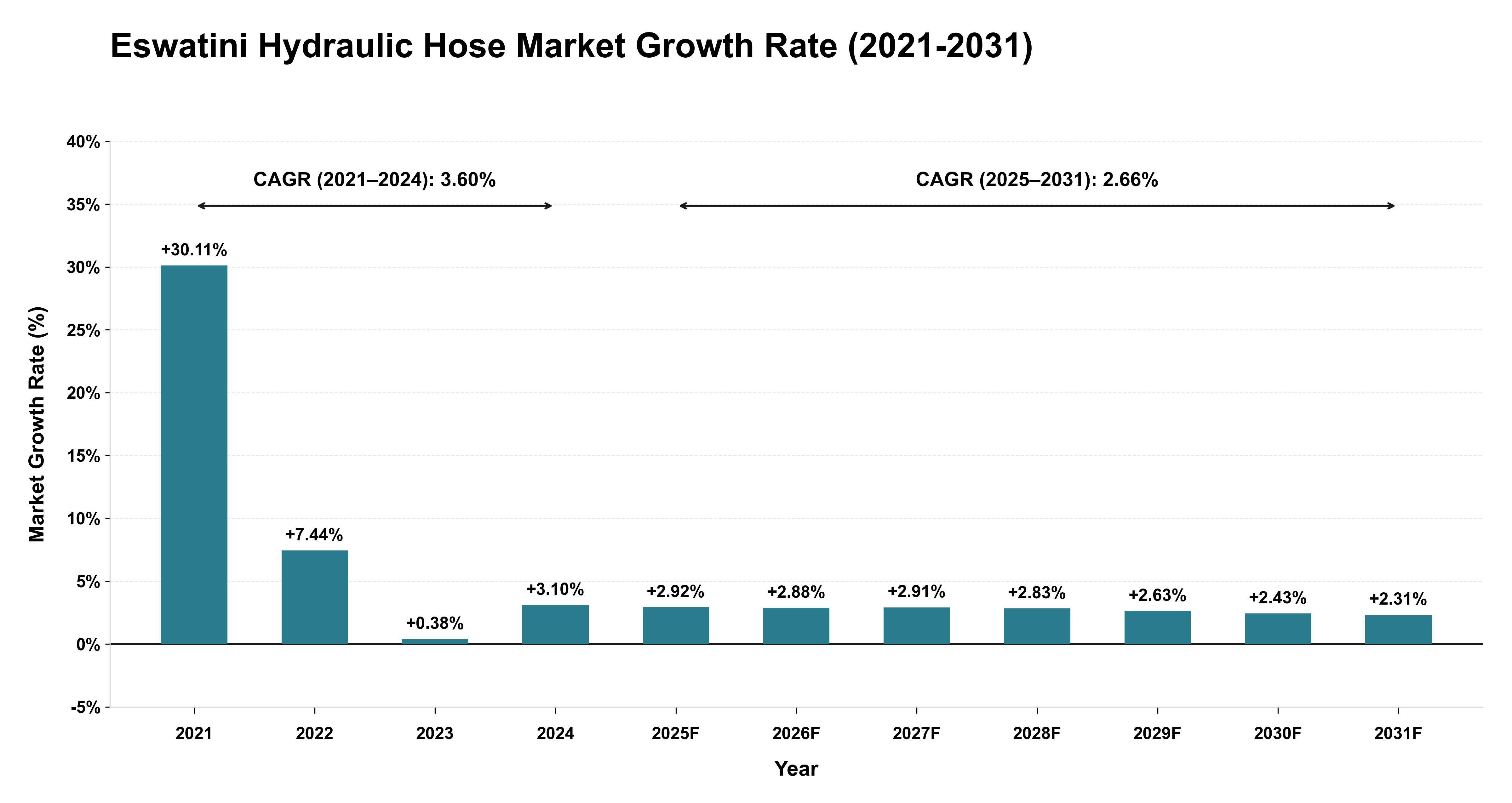 Eswatini Hydraulic Hose Market Growth Rate Analysis (2021-2031)