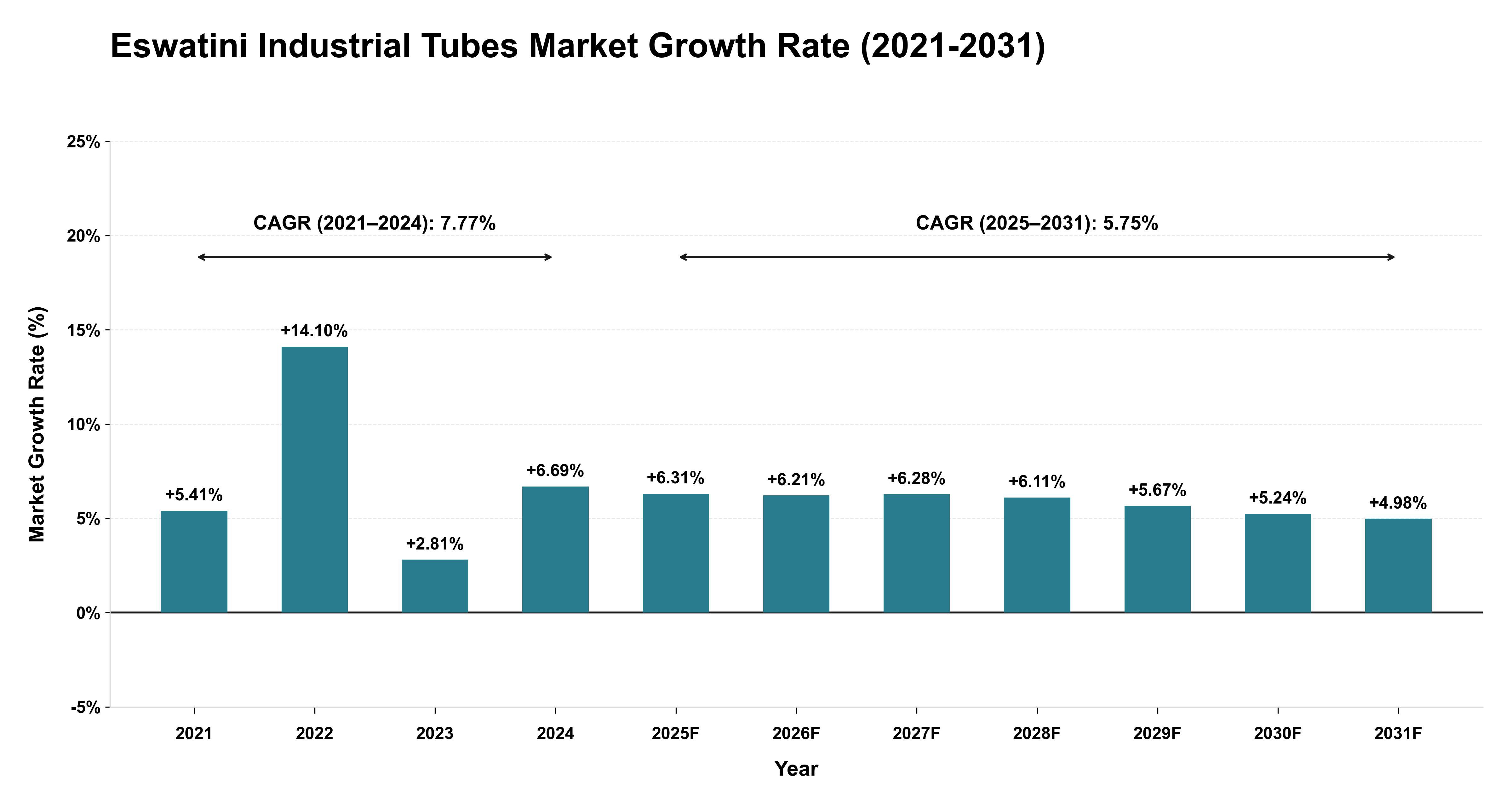 Eswatini Industrial Tubes Market Growth Rate Analysis (2021-2031)
