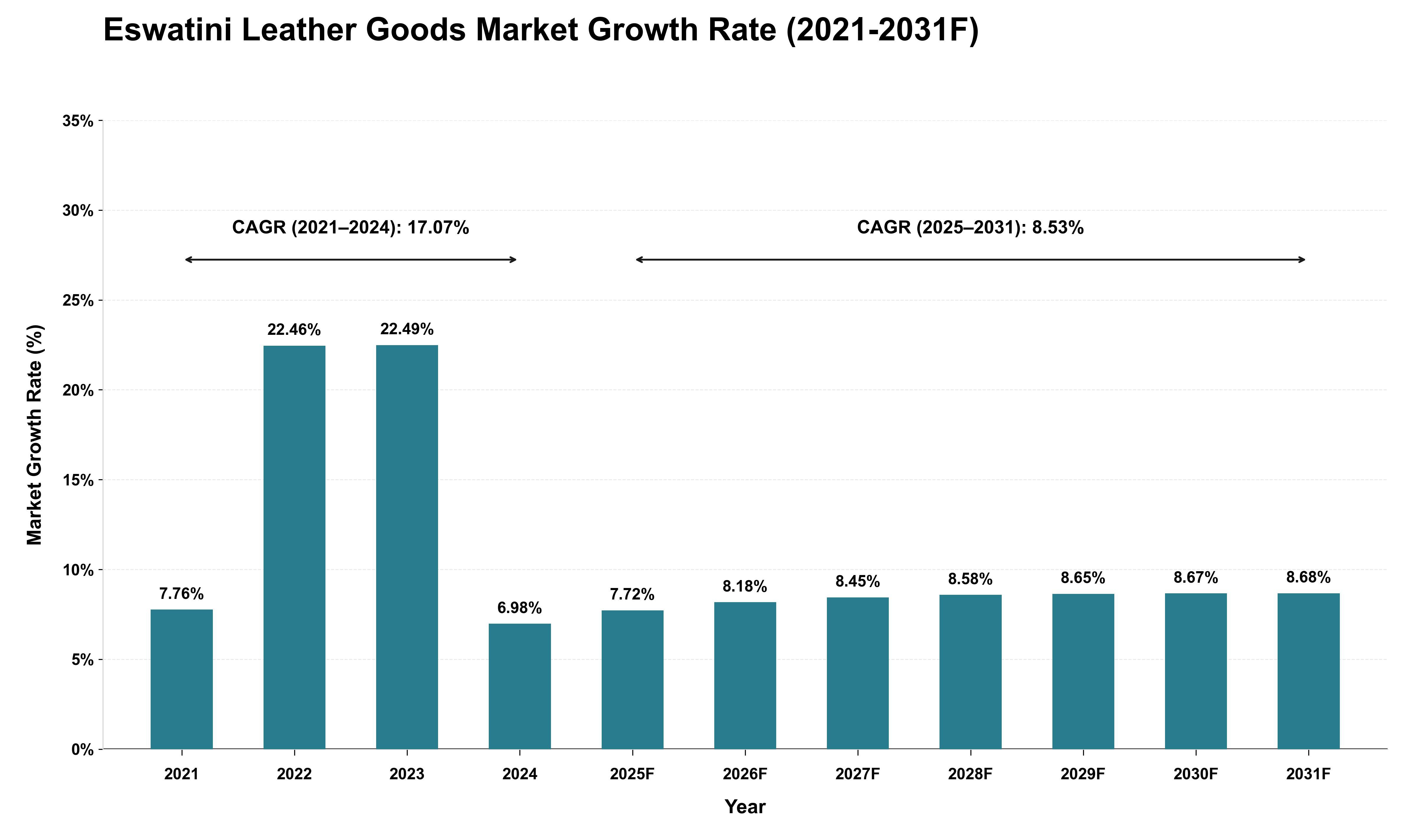 Eswatini Leather Goods Market Growth Rate Analysis (2021 - 2031)