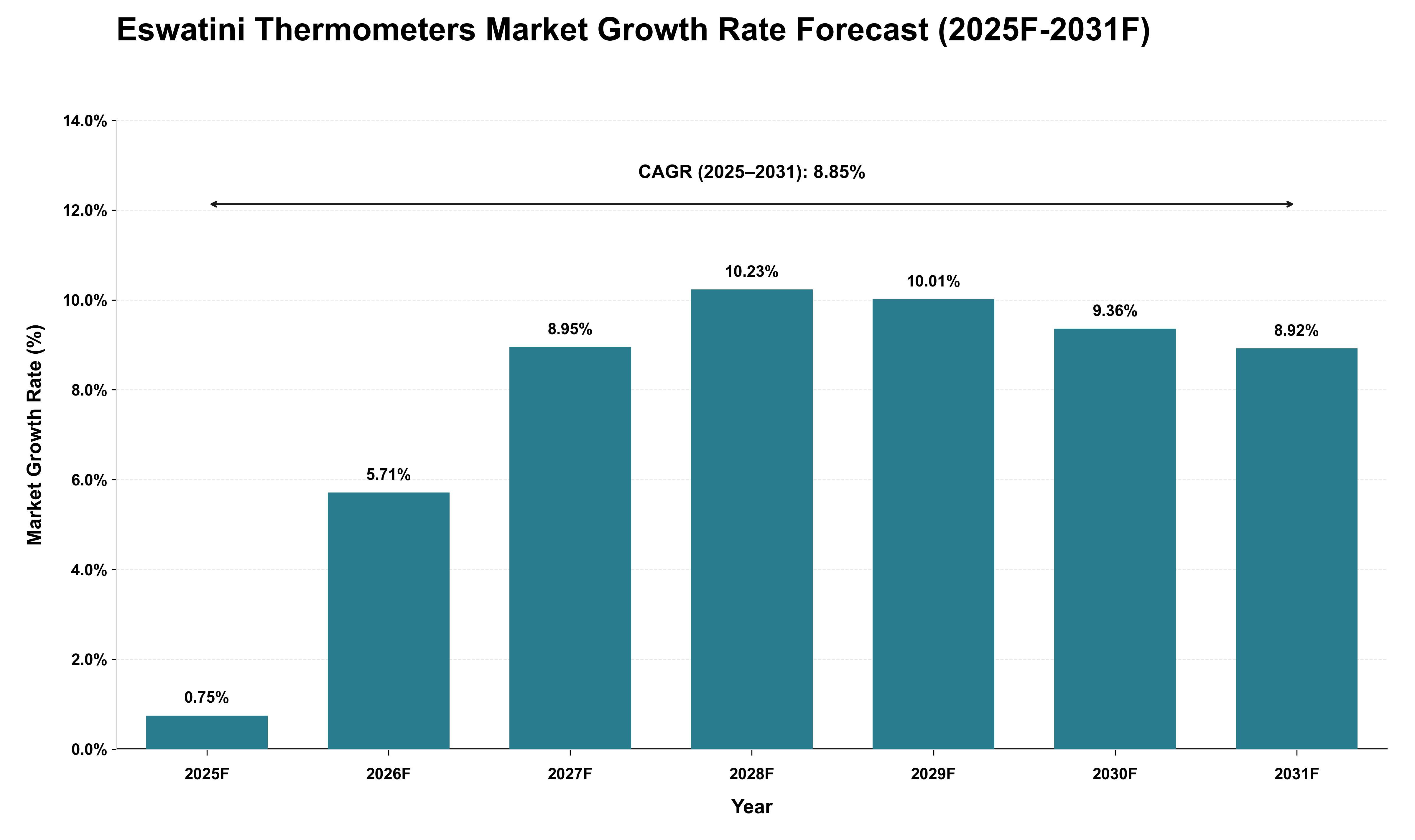 Eswatini Thermometers Market Growth Rate Analysis (2025 - 2031)