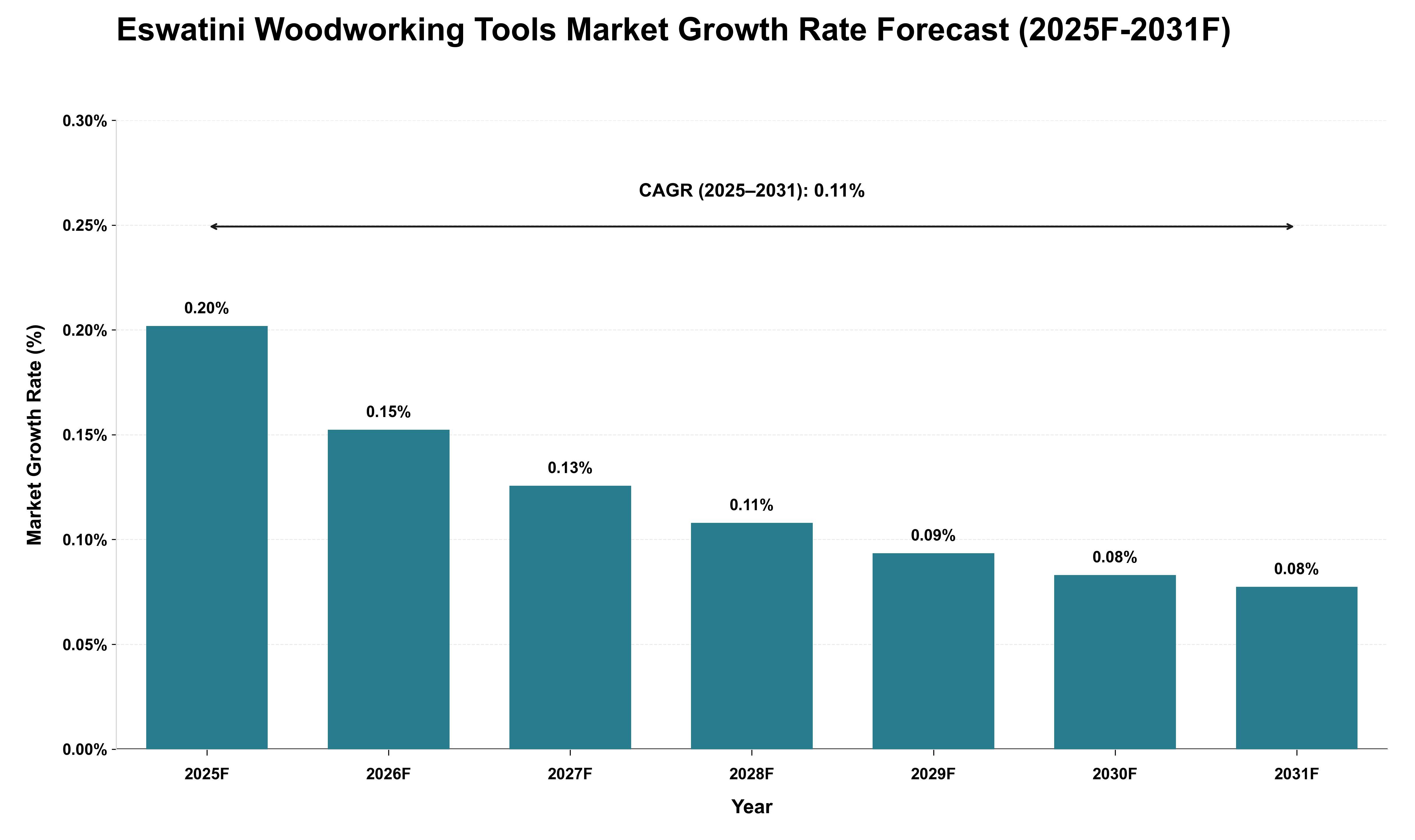 Eswatini Woodworking Tools Market Growth Rate Analysis (2025 - 2031)