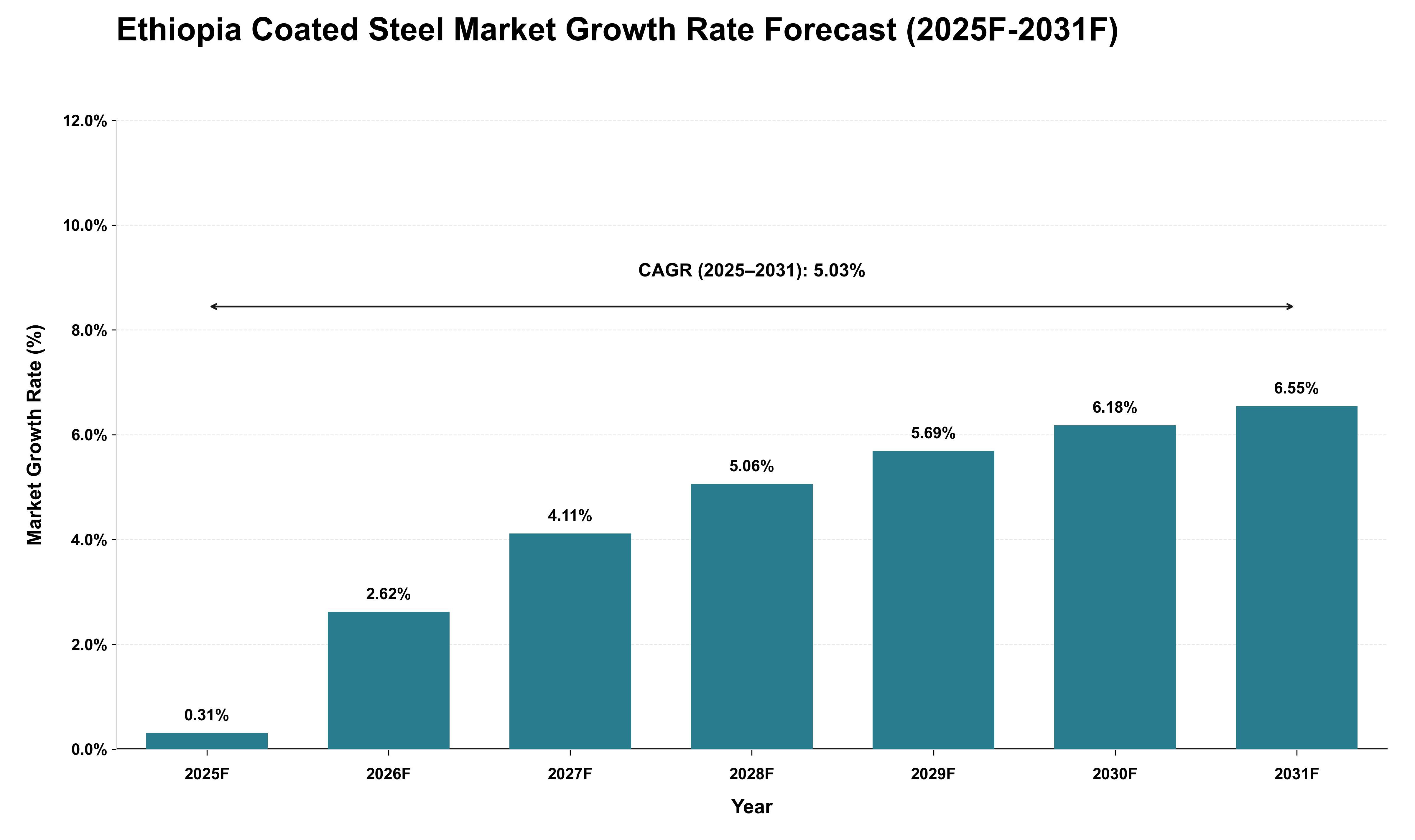 Ethiopia Coated Steel Market Growth Rate Analysis (2025 - 2031)