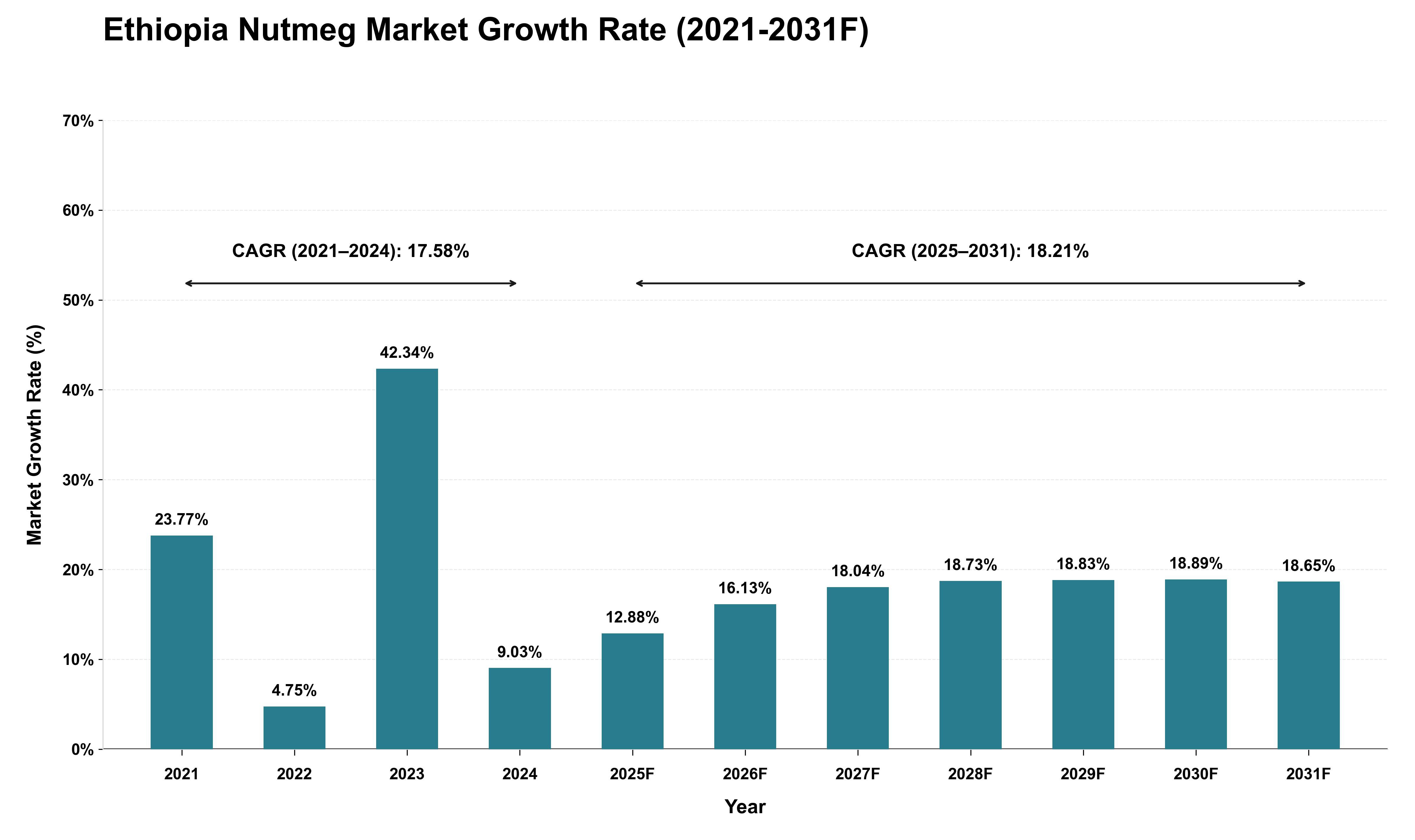 Ethiopia Nutmeg Market Growth Rate Analysis (2021 - 2031)