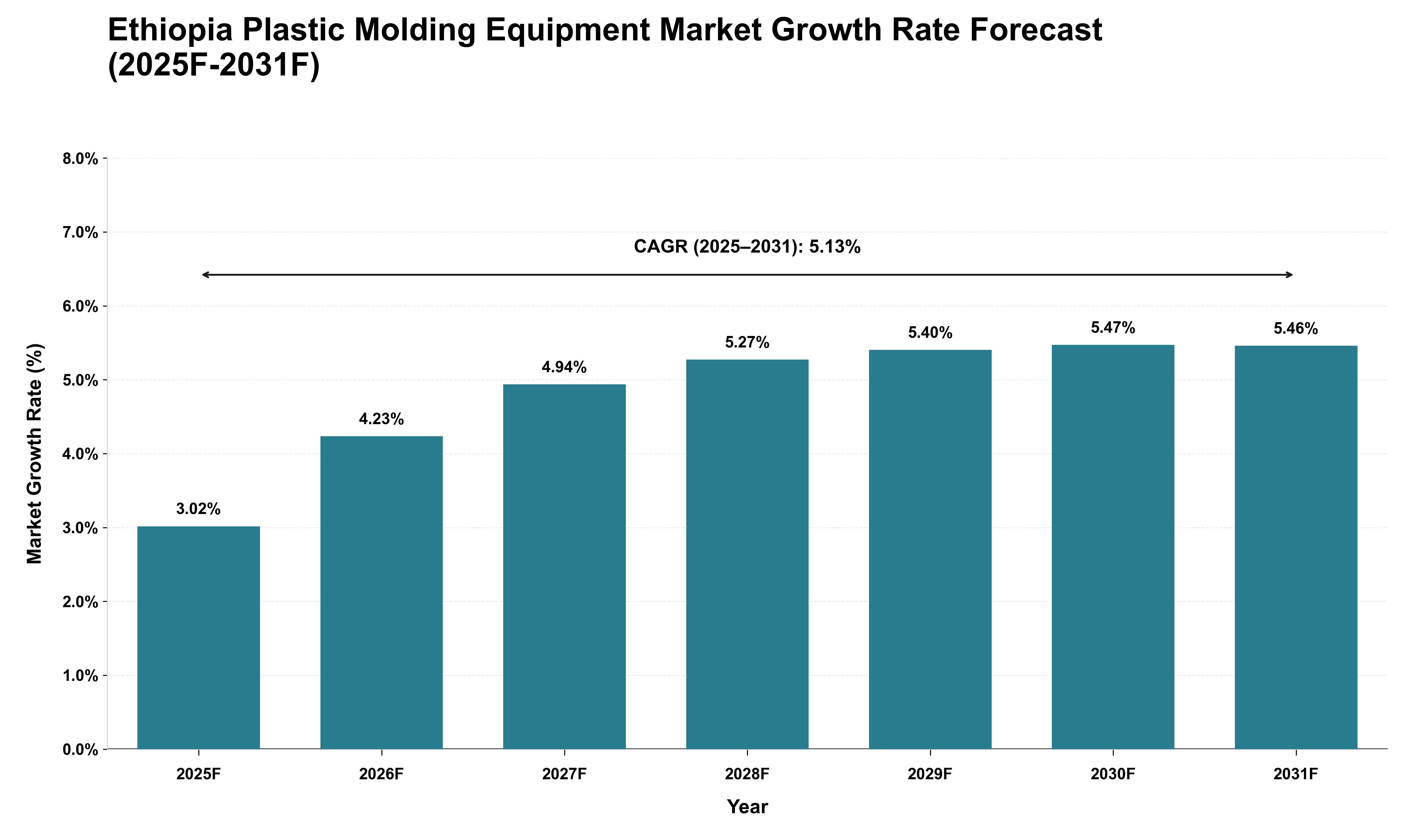 Ethiopia Plastic Molding Equipment Market Growth Rate Analysis (2025 - 2031)