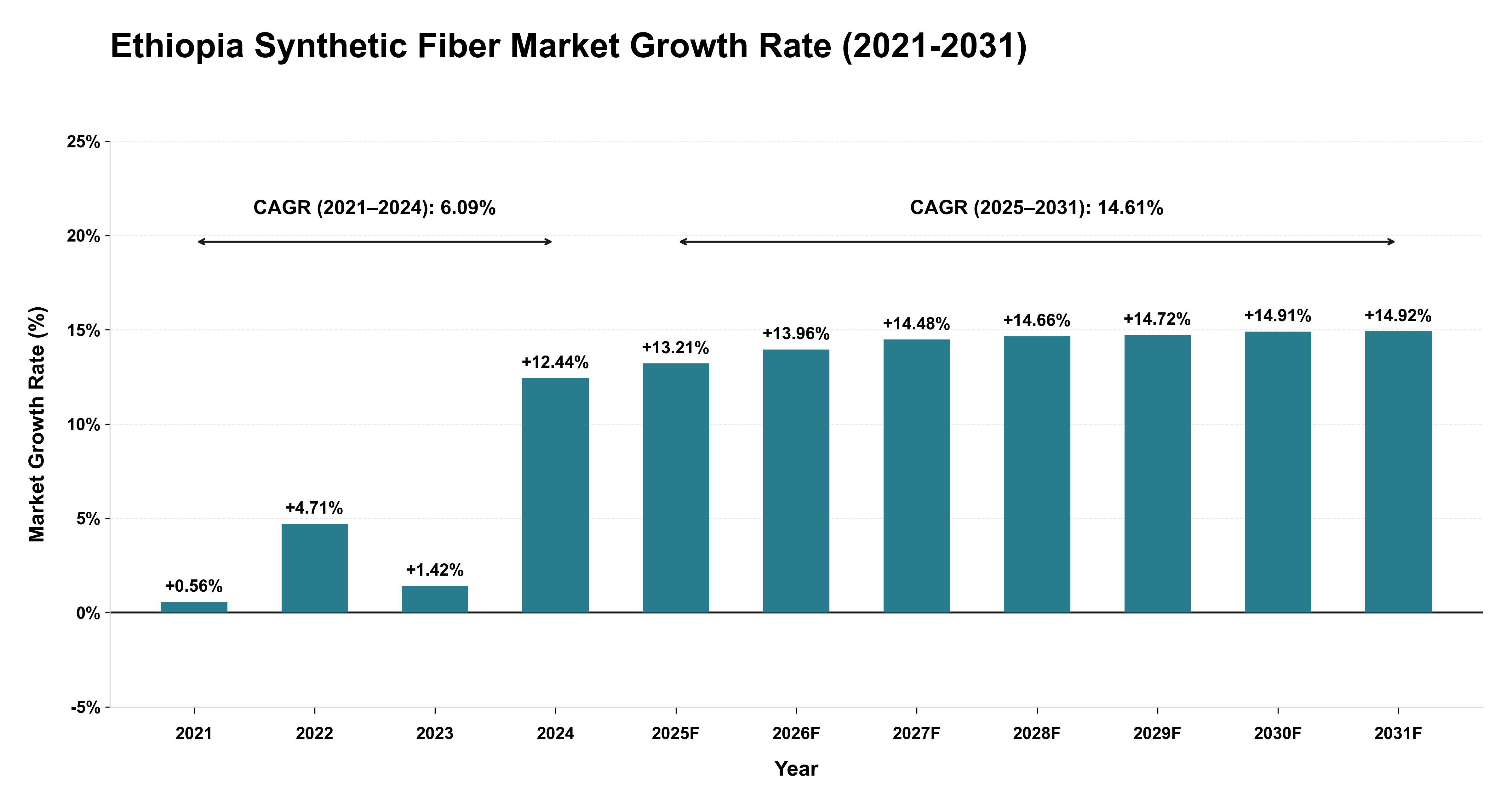 Ethiopia Synthetic Fiber Market Growth Rate Analysis (2021-2031)