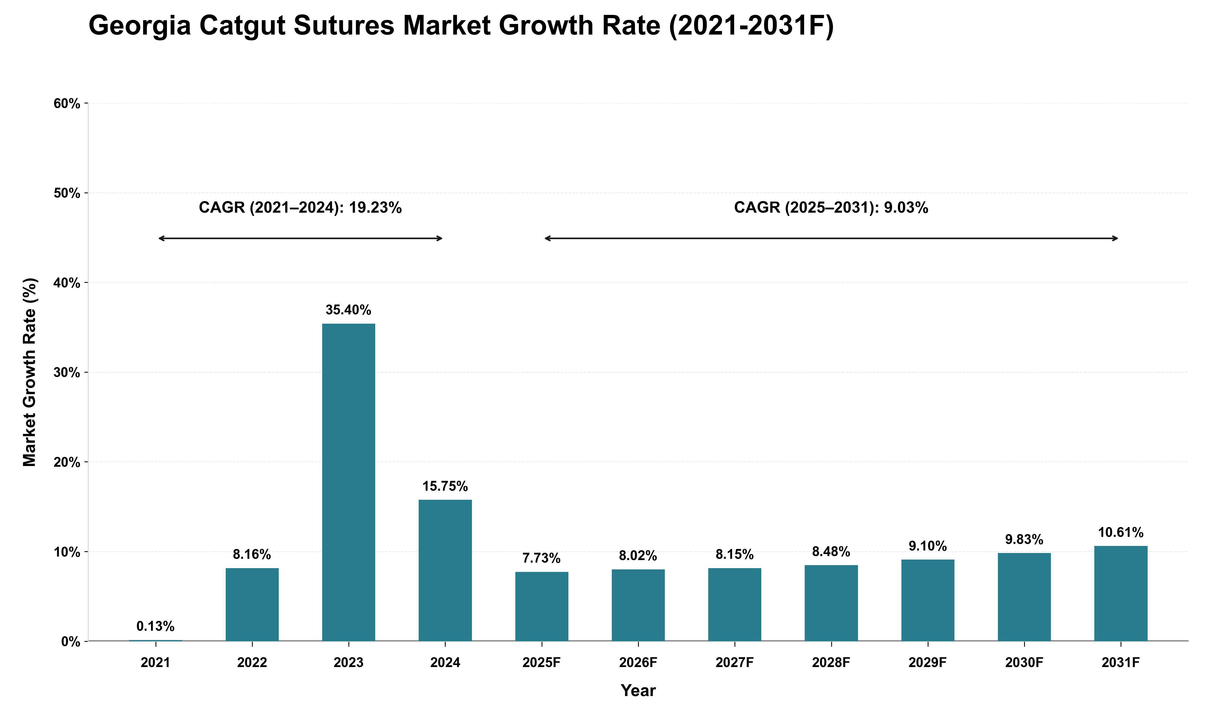 Georgia Catgut Sutures Market Growth Rate Analysis (2021 - 2031)