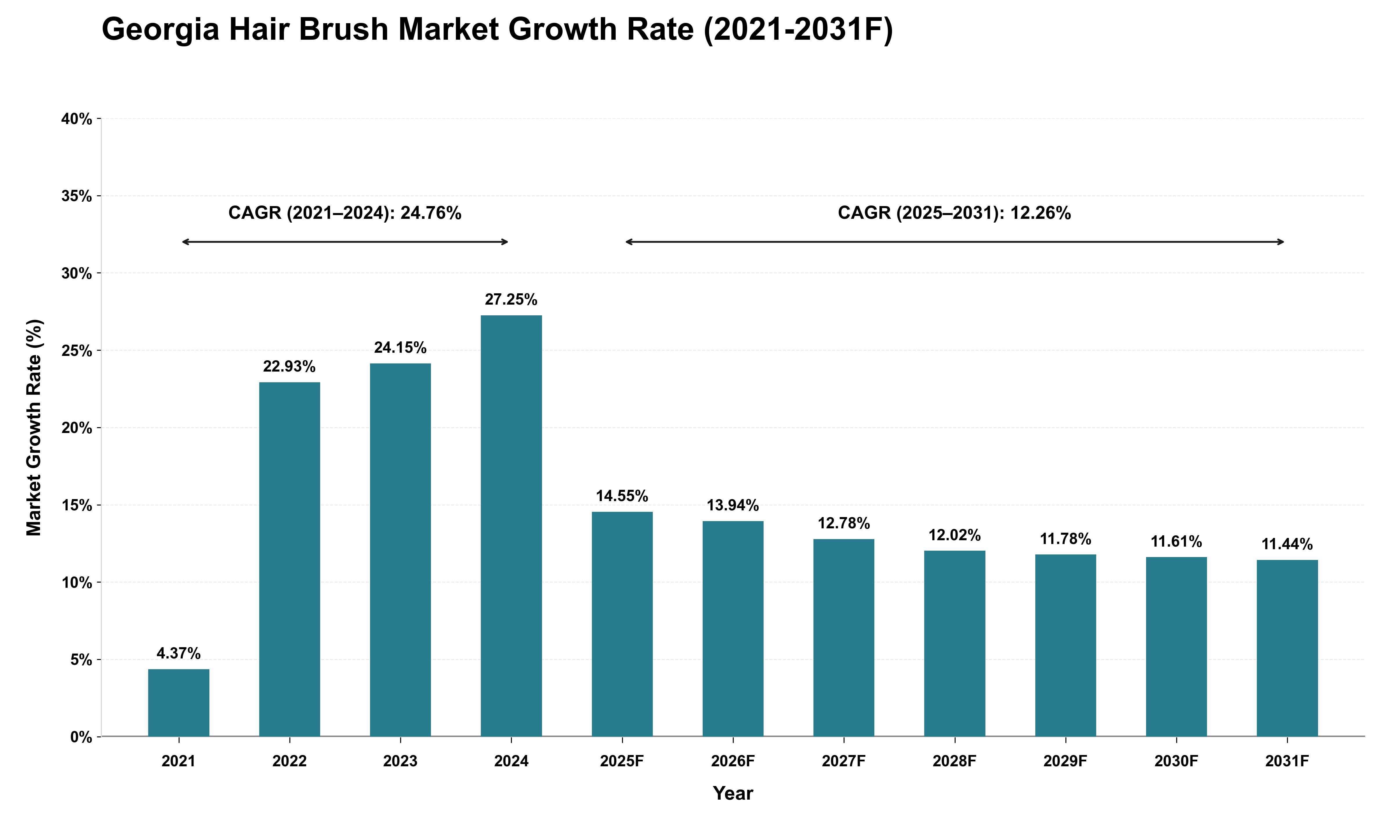 Georgia Hair Brush Market Growth Rate Analysis (2021 - 2031)