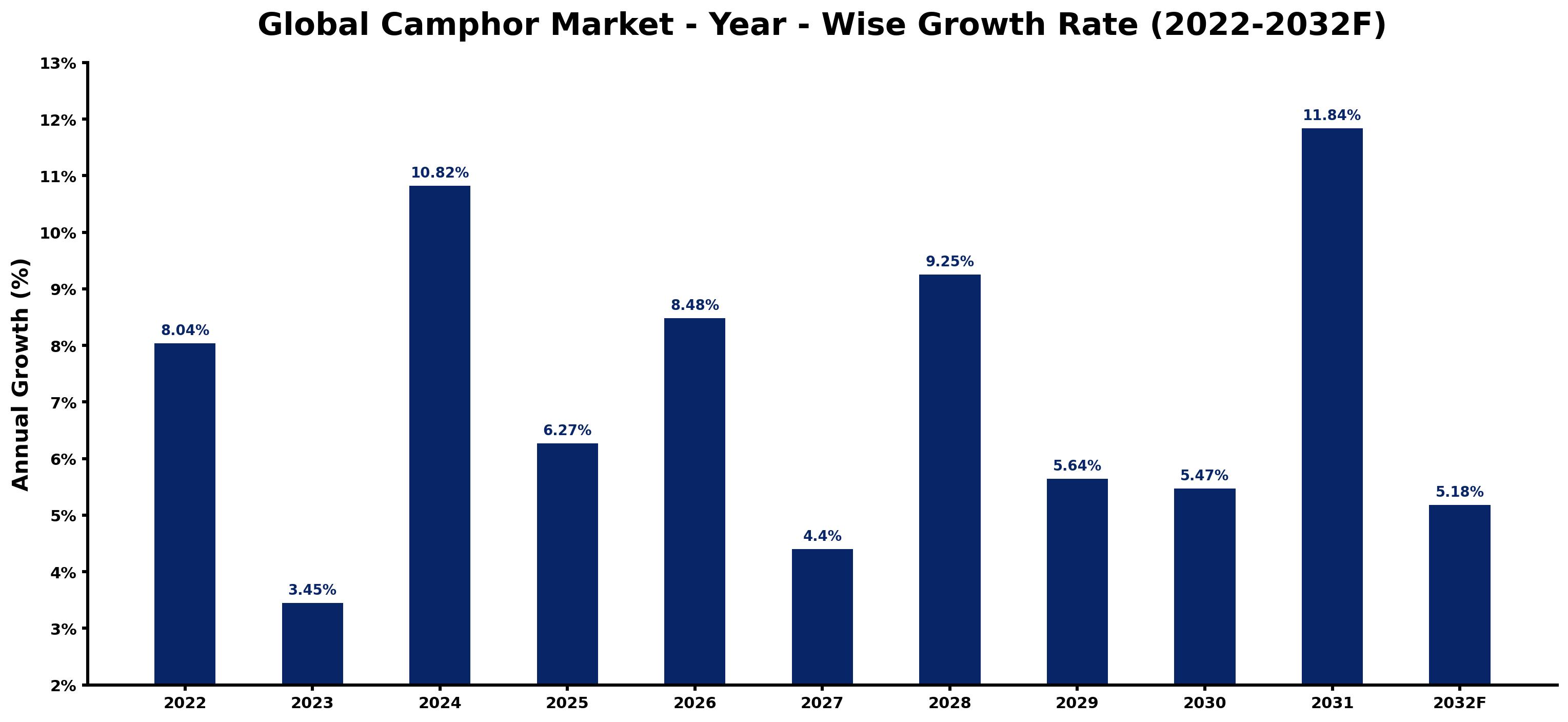 Global Camphor Market Year-wise Growth Rate and Key Drivers