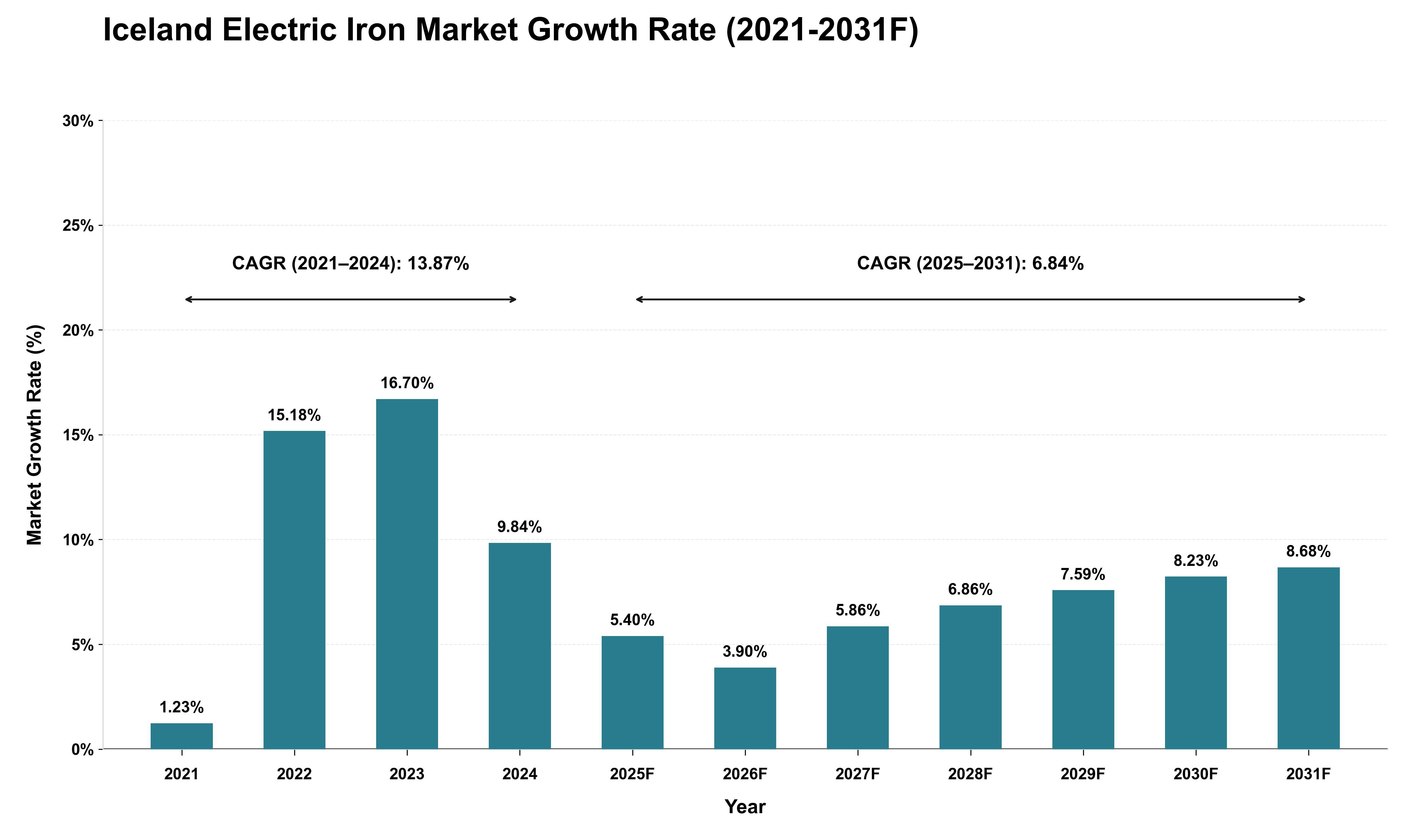 Iceland Electric Iron Market Growth Rate Analysis (2021 - 2031)