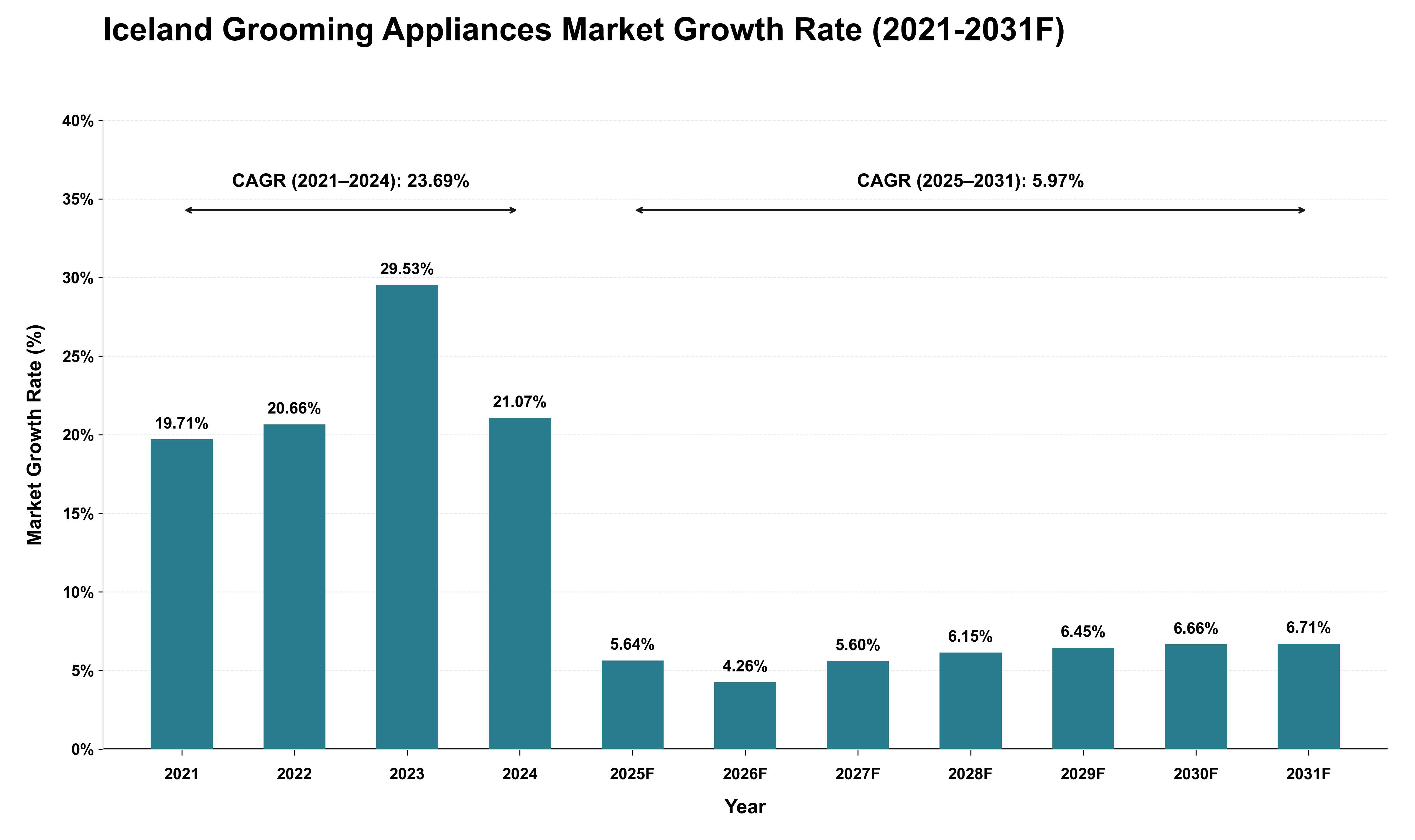 Iceland Grooming Appliances Market Growth Rate Analysis (2021 - 2031)