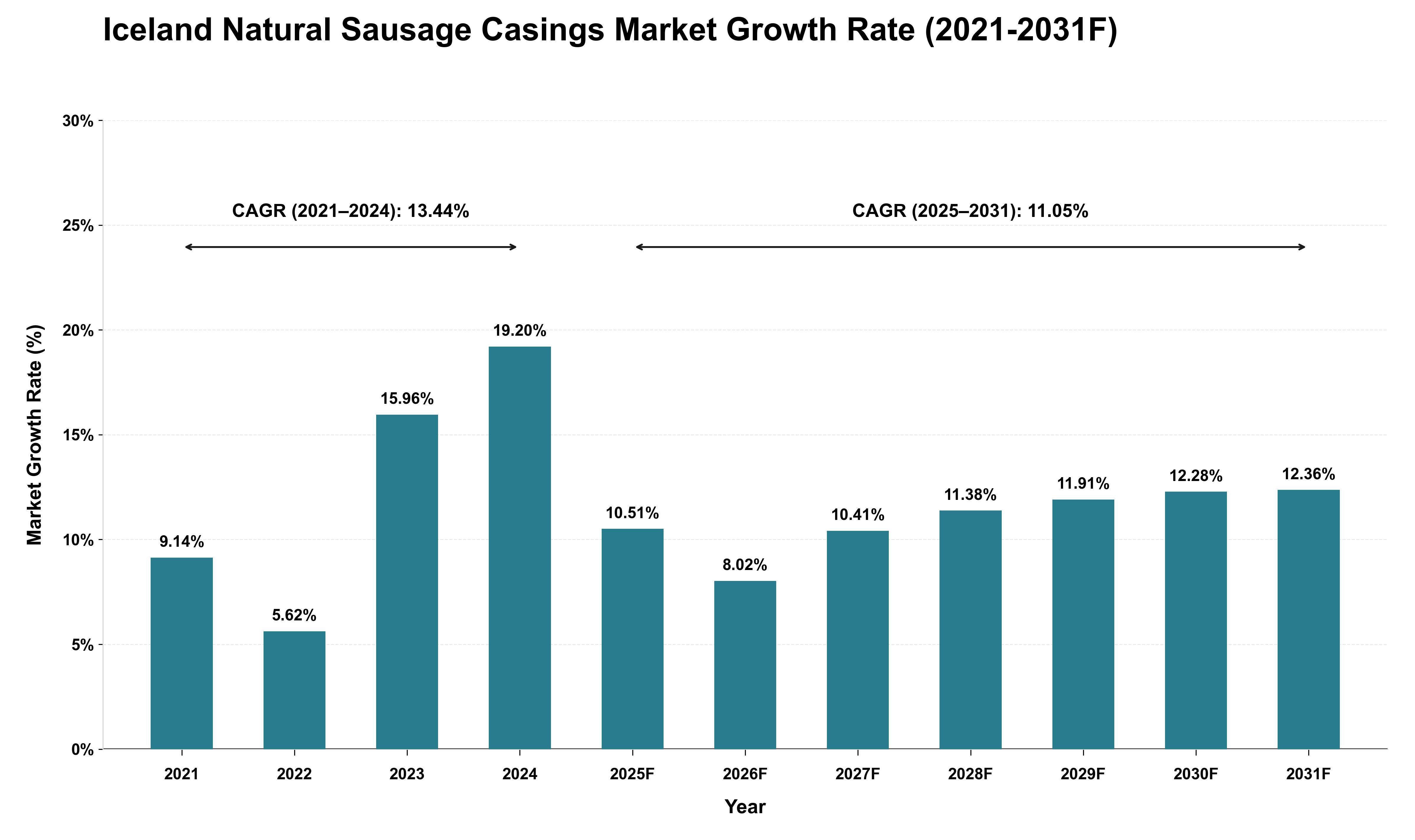 Iceland Natural Sausage Casings Market Growth Rate Analysis (2021 - 2031)