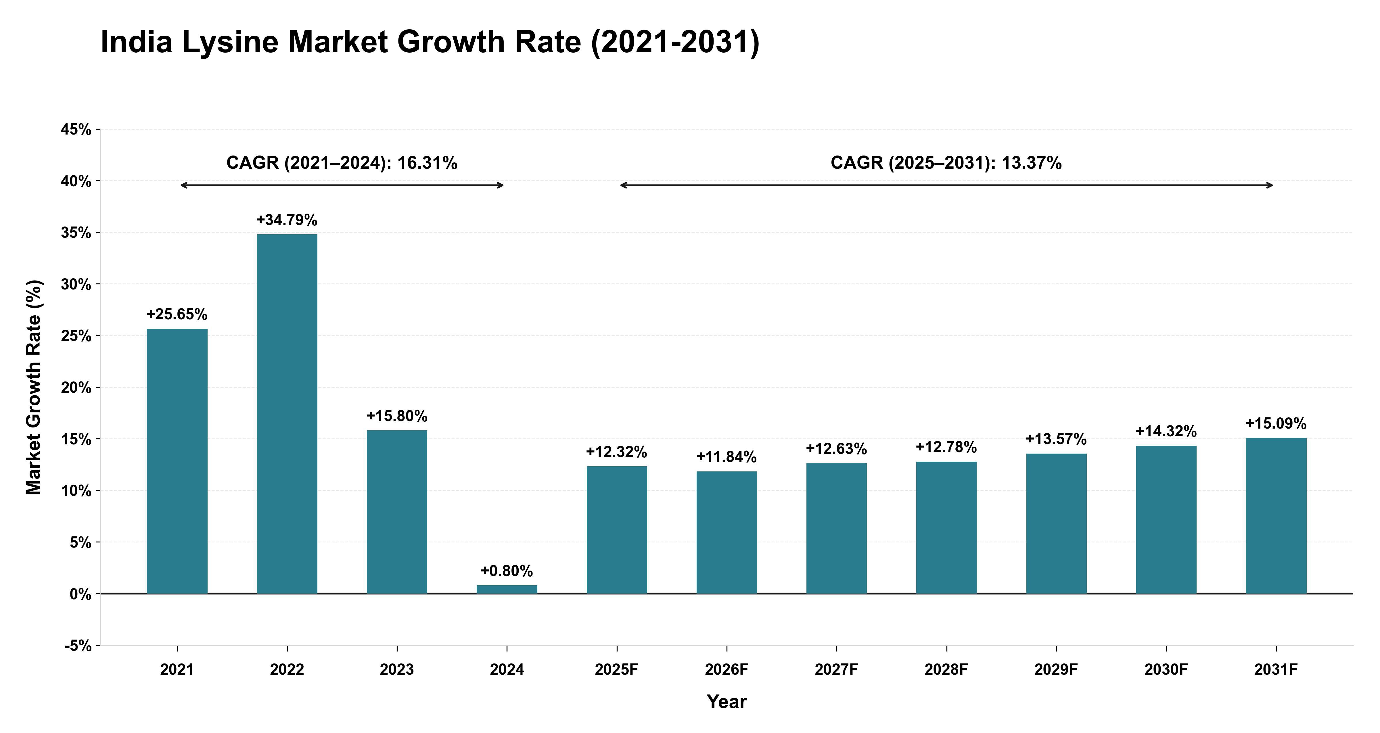 India Lysine Market Growth Rate Analysis (2021-2031)
