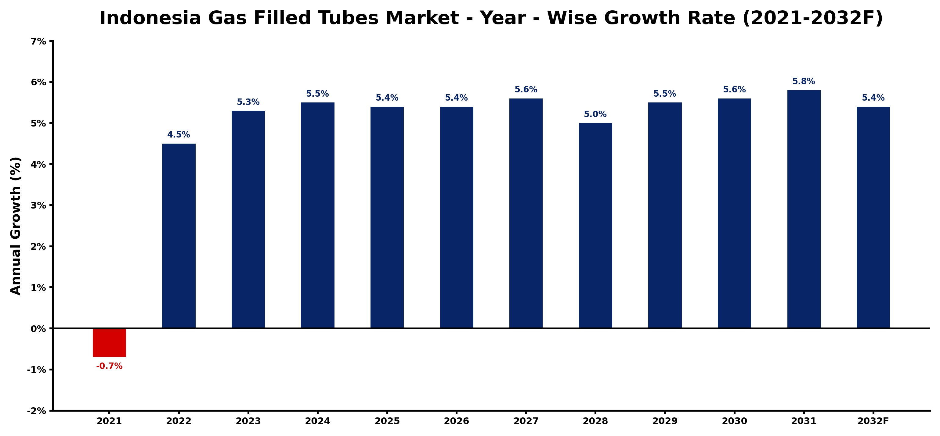 Indonesia Gas Filled Tubes Market Year-wise Growth Rate and Key Drivers