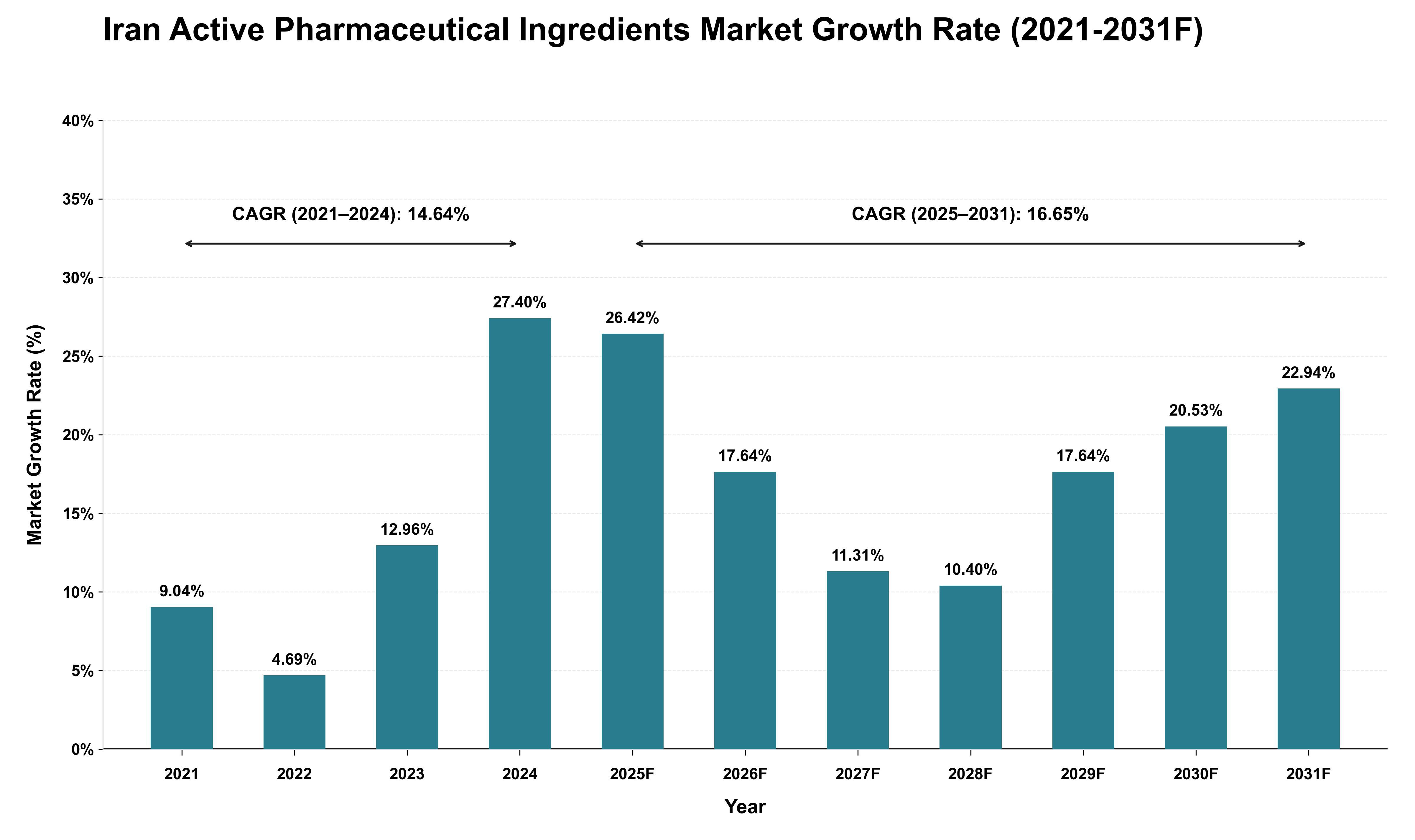 Iran Active Pharmaceutical Ingredients Market Growth Rate Analysis (2021 - 2031)