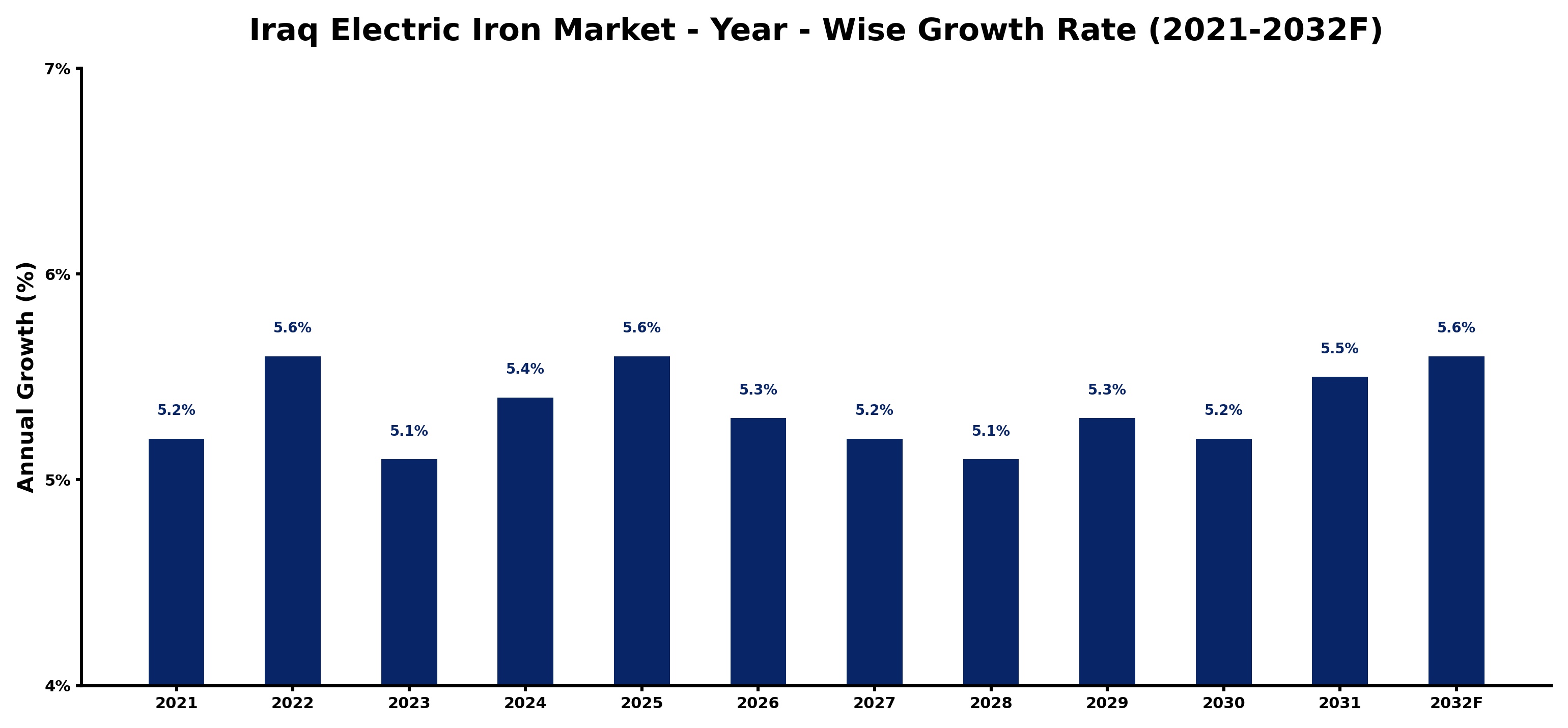 Iraq Electric Iron Market Year-wise Growth Rate and Key Drivers