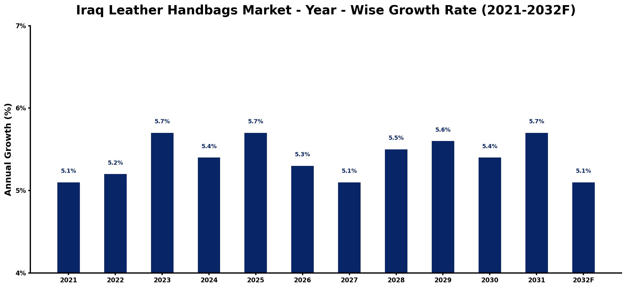 Iraq Leather Handbags Market Year-wise Growth Rate and Key Drivers