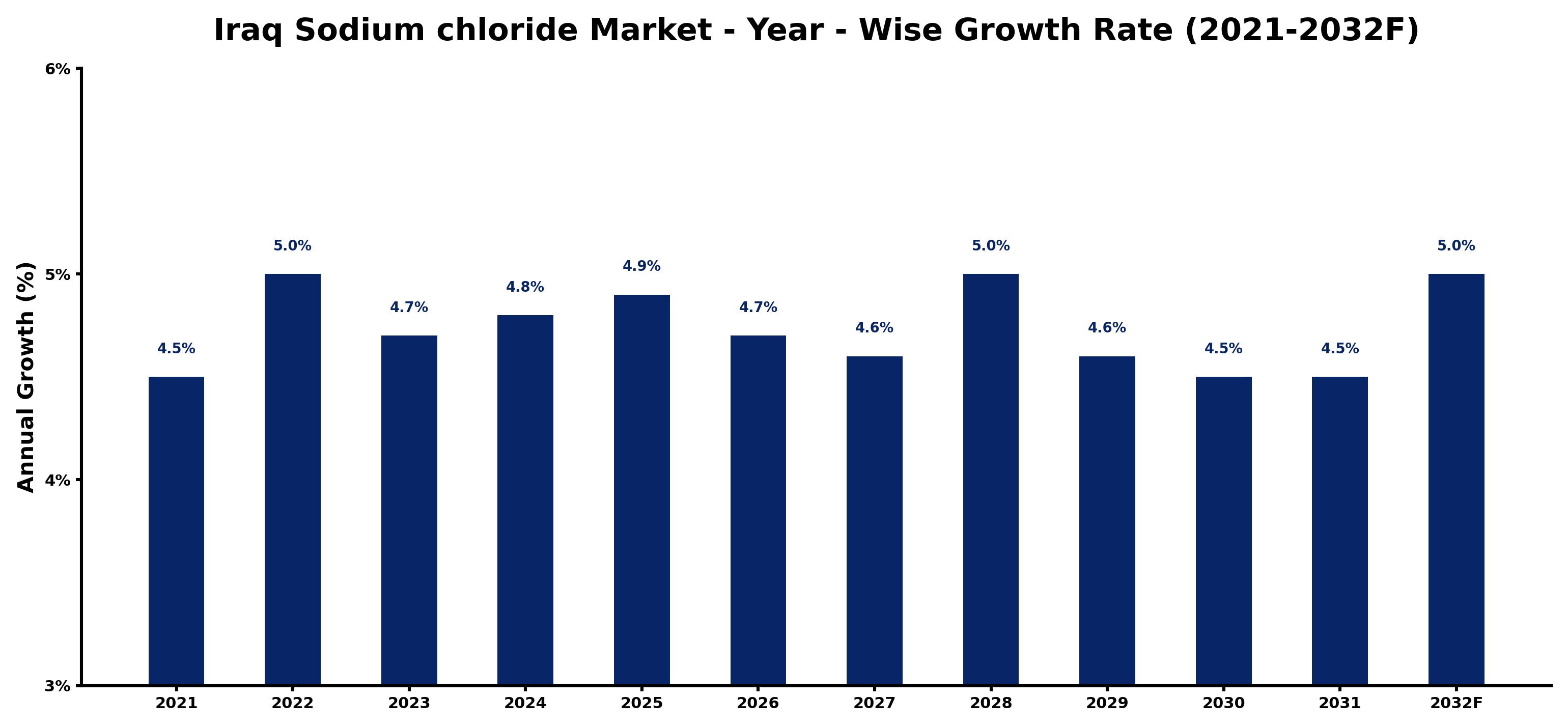 Iraq Sodium chloride Market Year-wise Growth Rate and Key Drivers