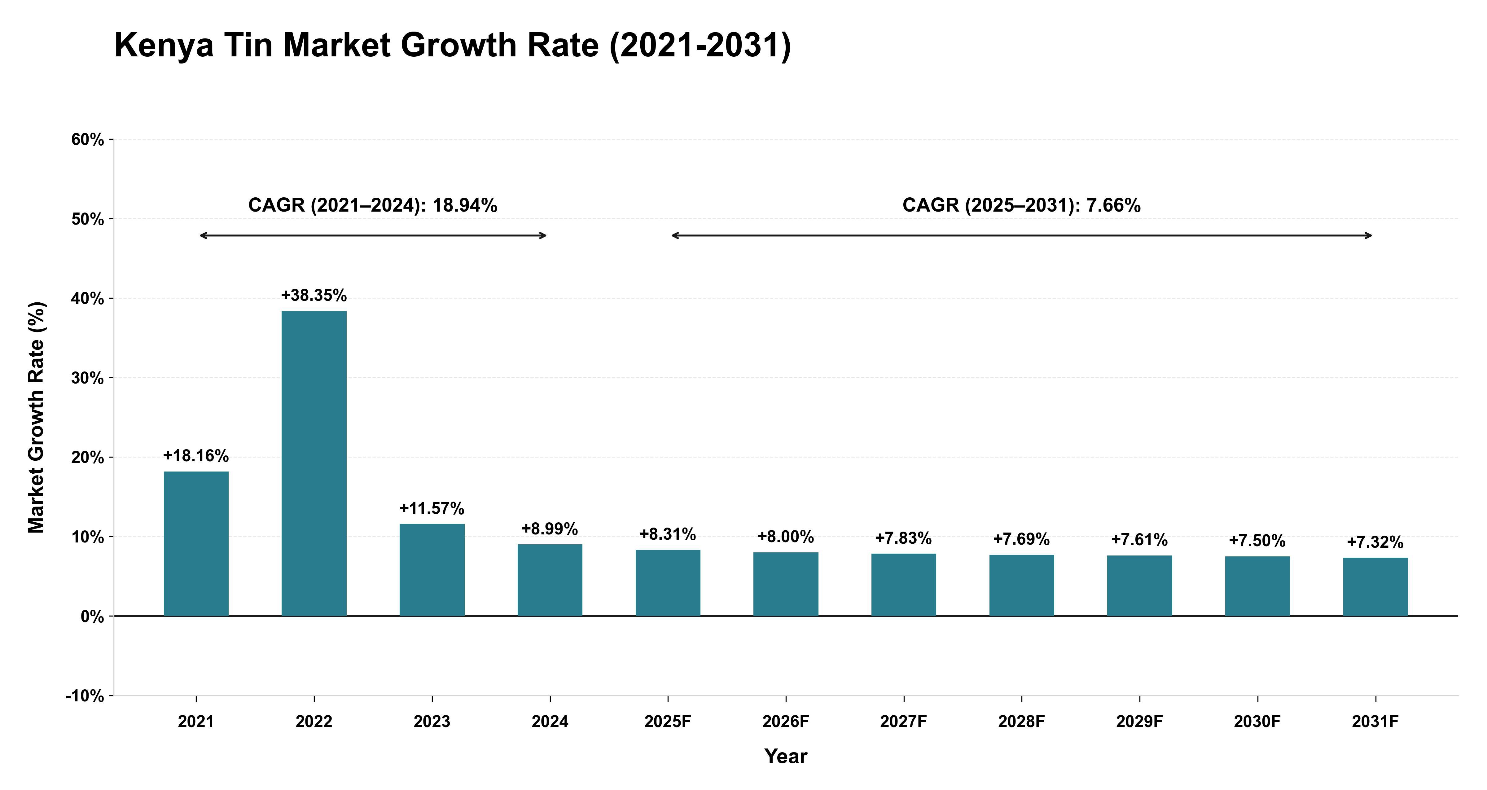 Kenya Tin Market Growth Rate Analysis (2021-2031)
