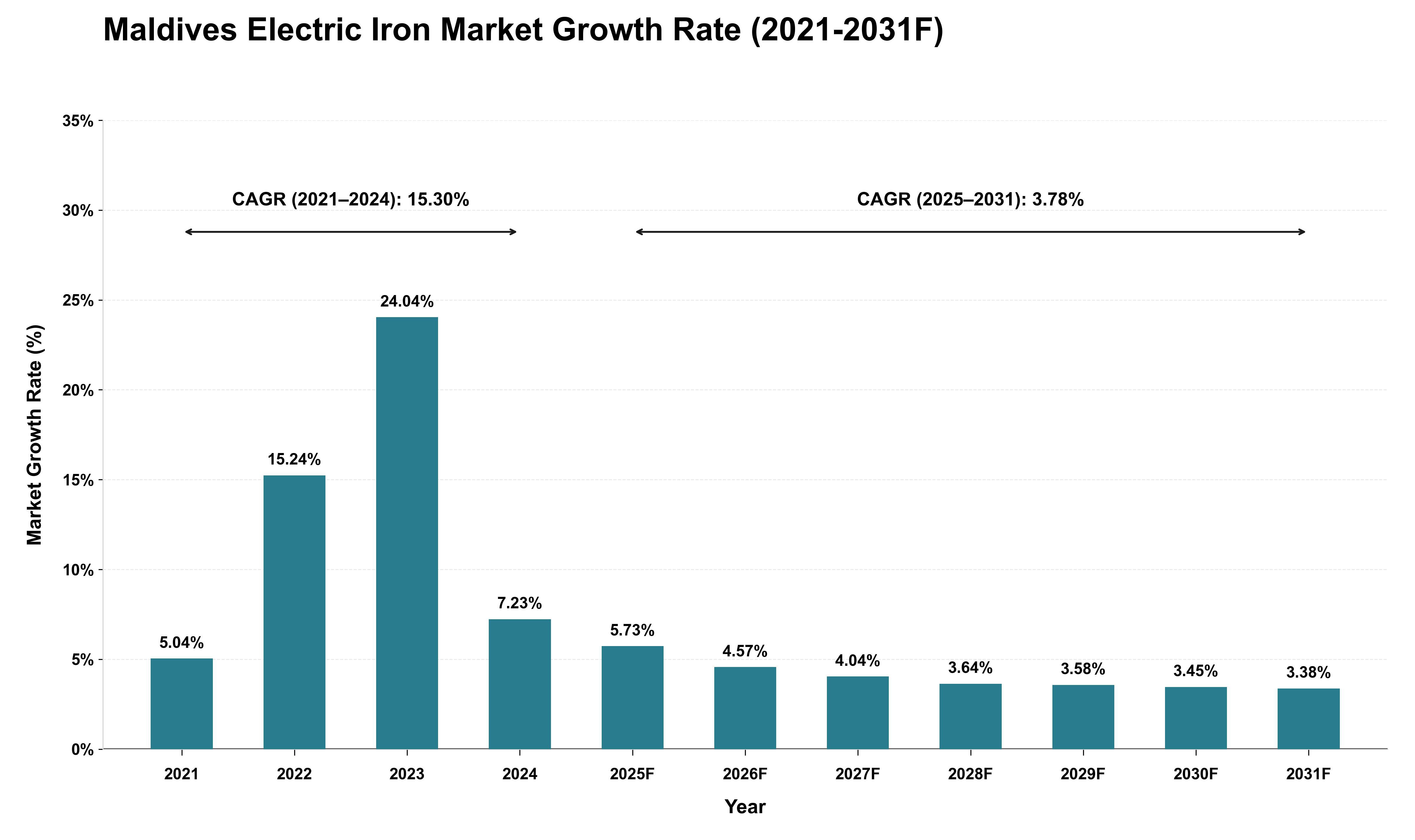 Maldives Electric Iron Market Growth Rate Analysis (2021 - 2031)