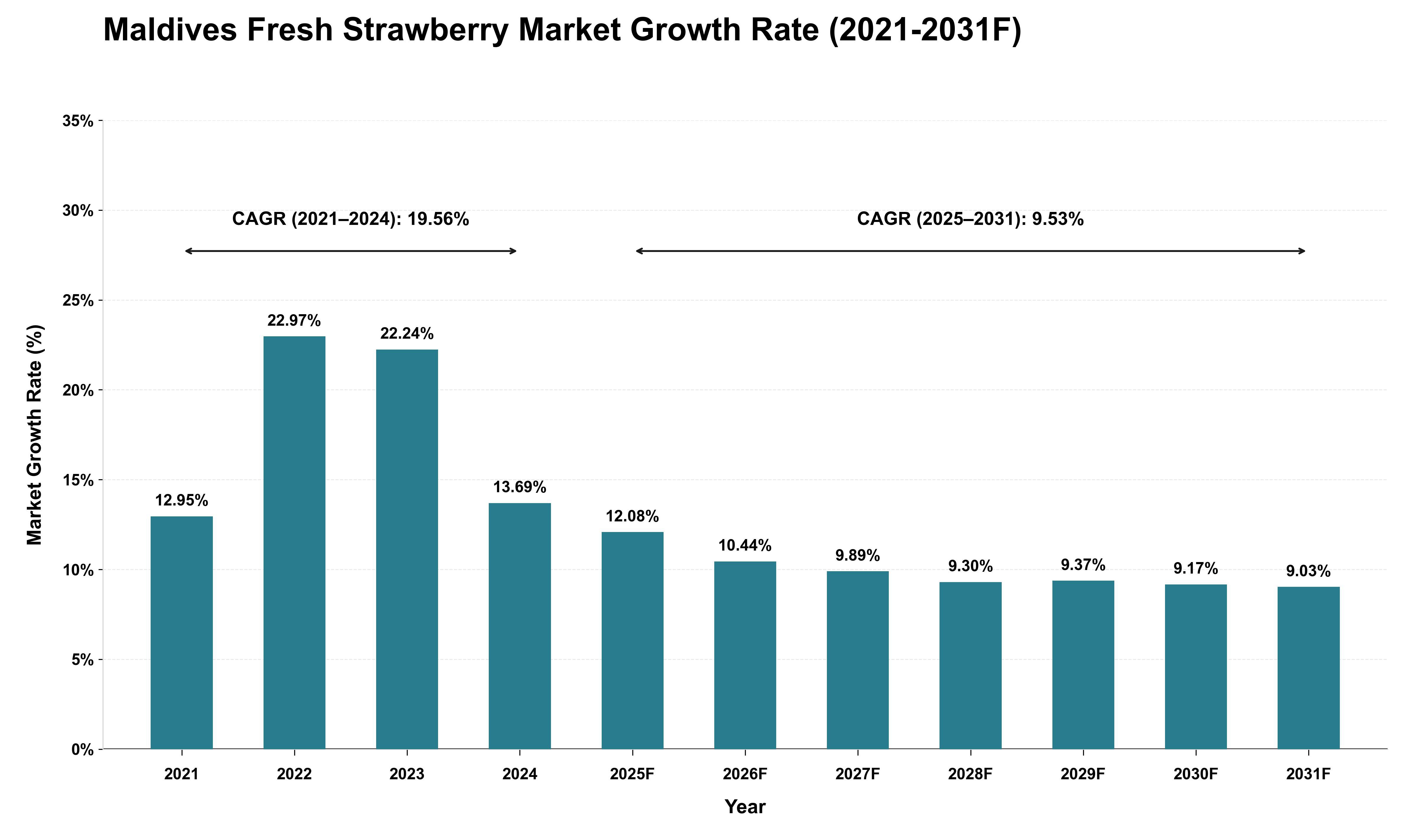 Maldives Fresh Strawberry Market Growth Rate Analysis (2021 - 2031)
