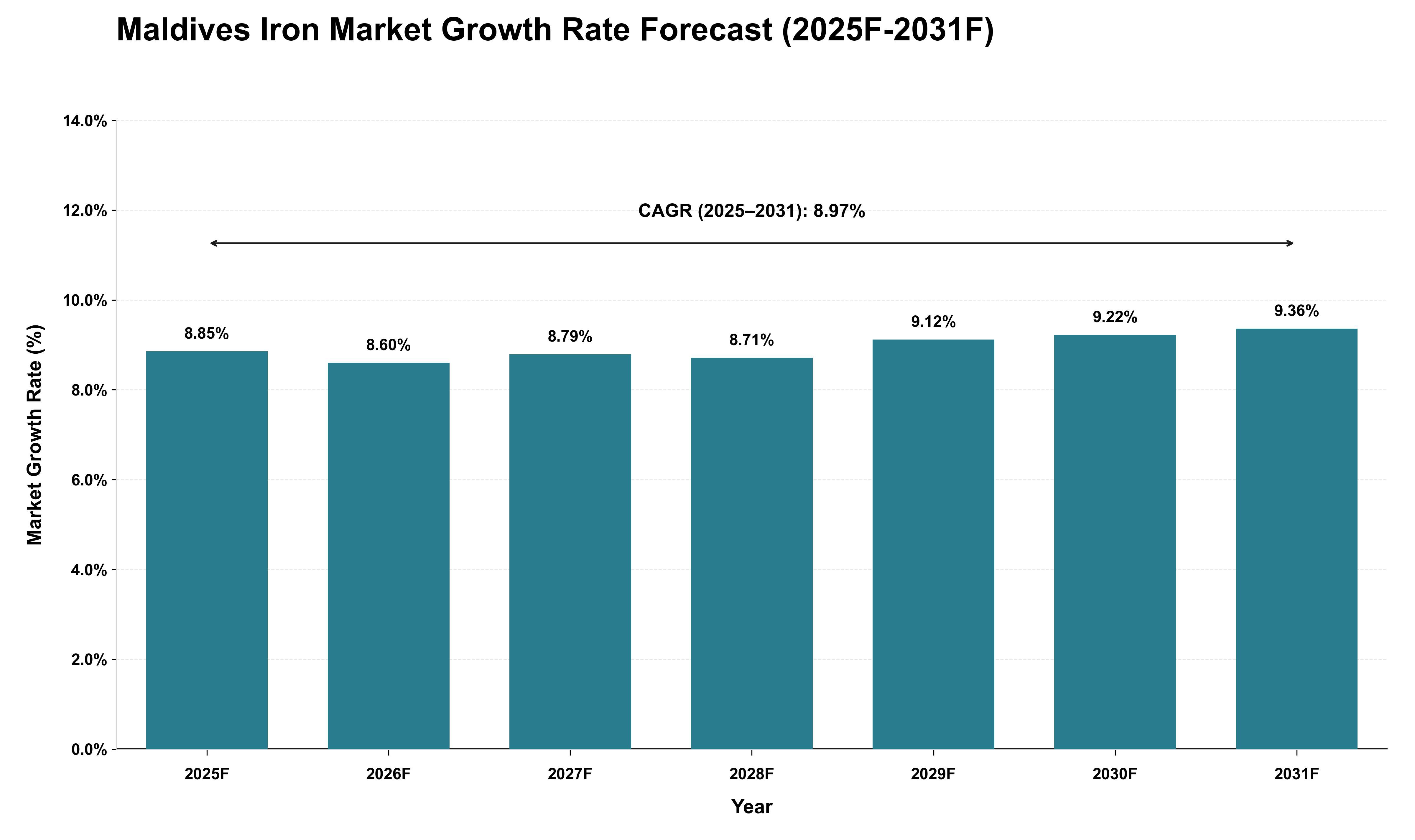 Maldives Iron Market Growth Rate Analysis (2025 - 2031)