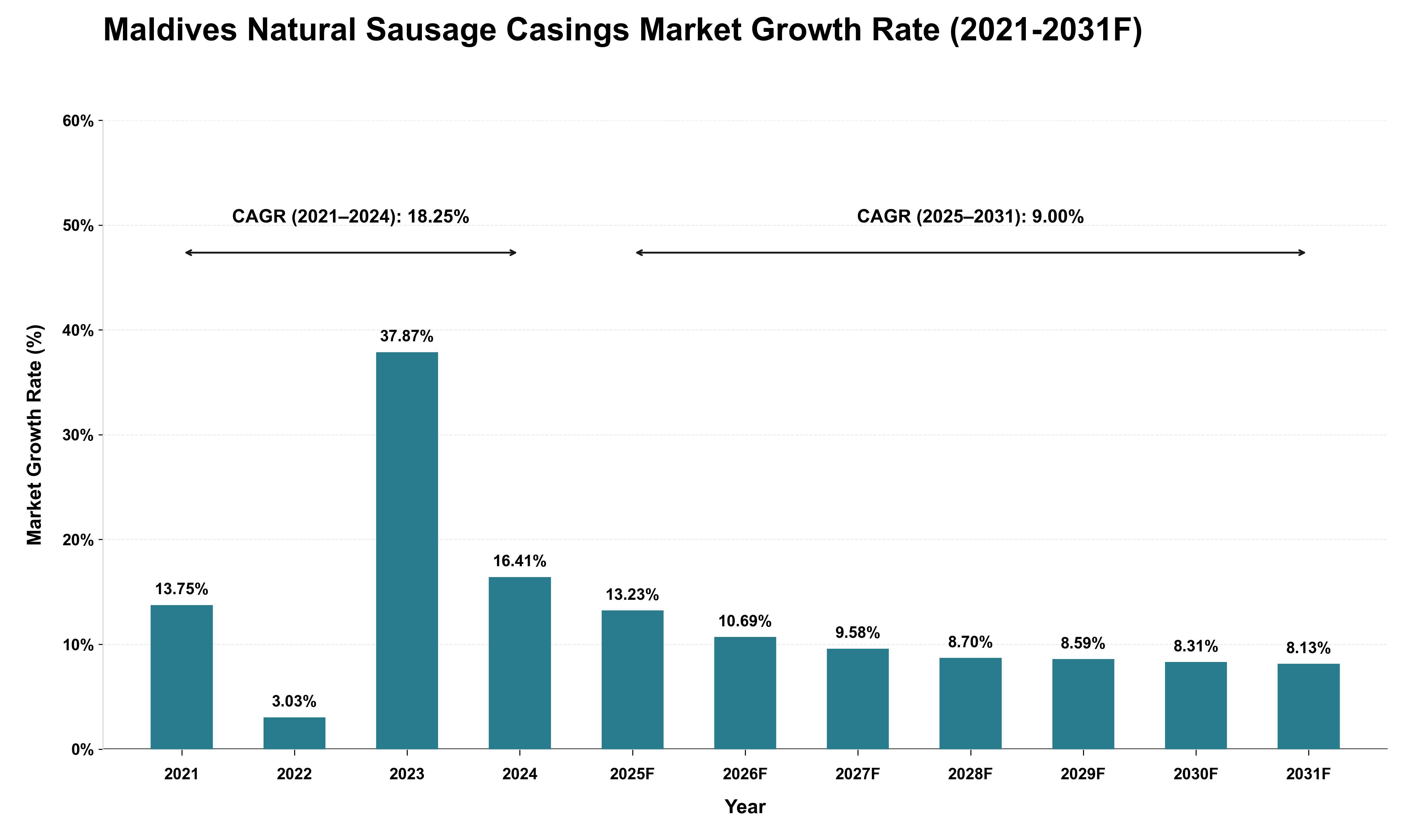 Maldives Natural Sausage Casings Market Growth Rate Analysis (2021 - 2031)
