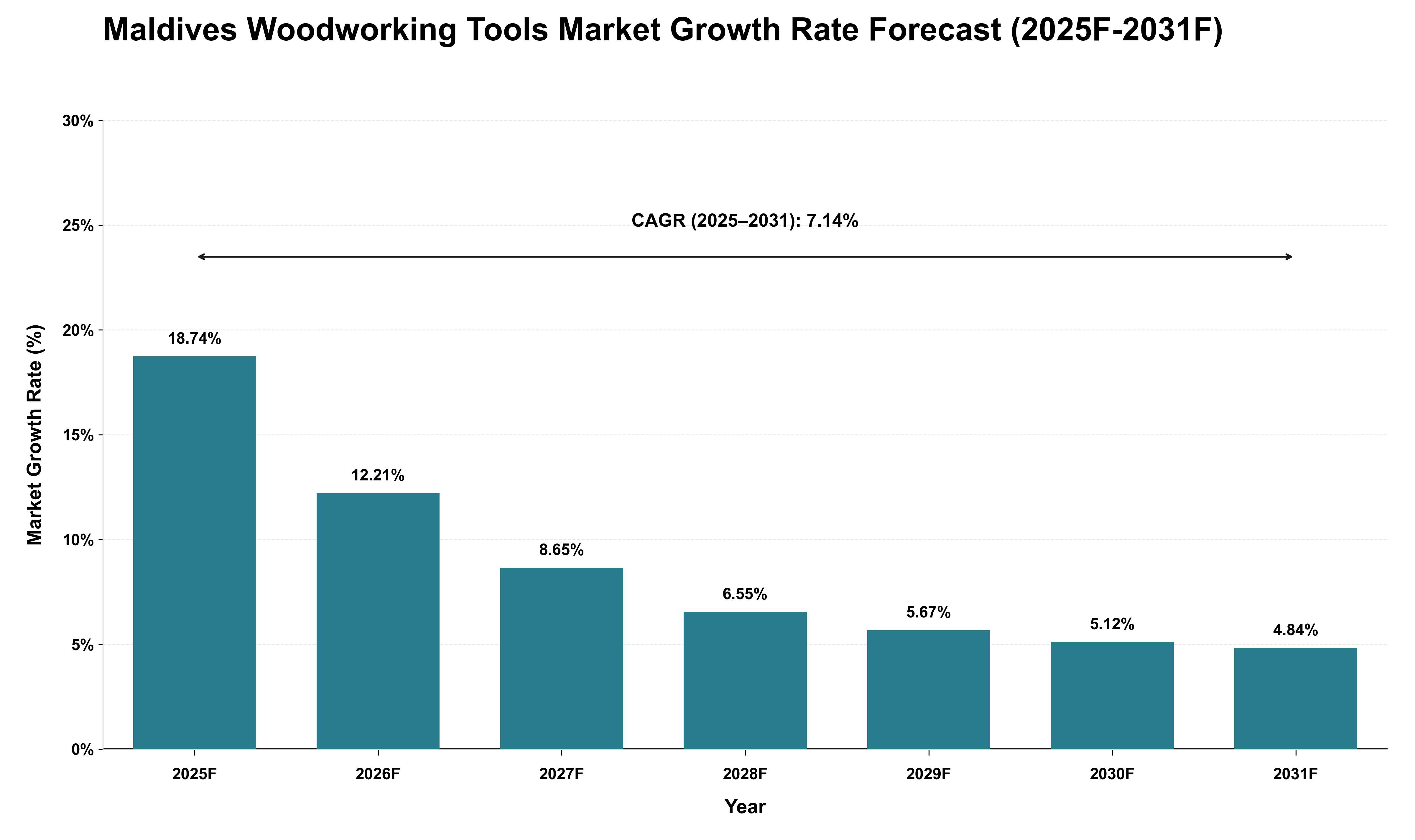 Maldives Woodworking Tools Market Growth Rate Analysis (2025 - 2031)