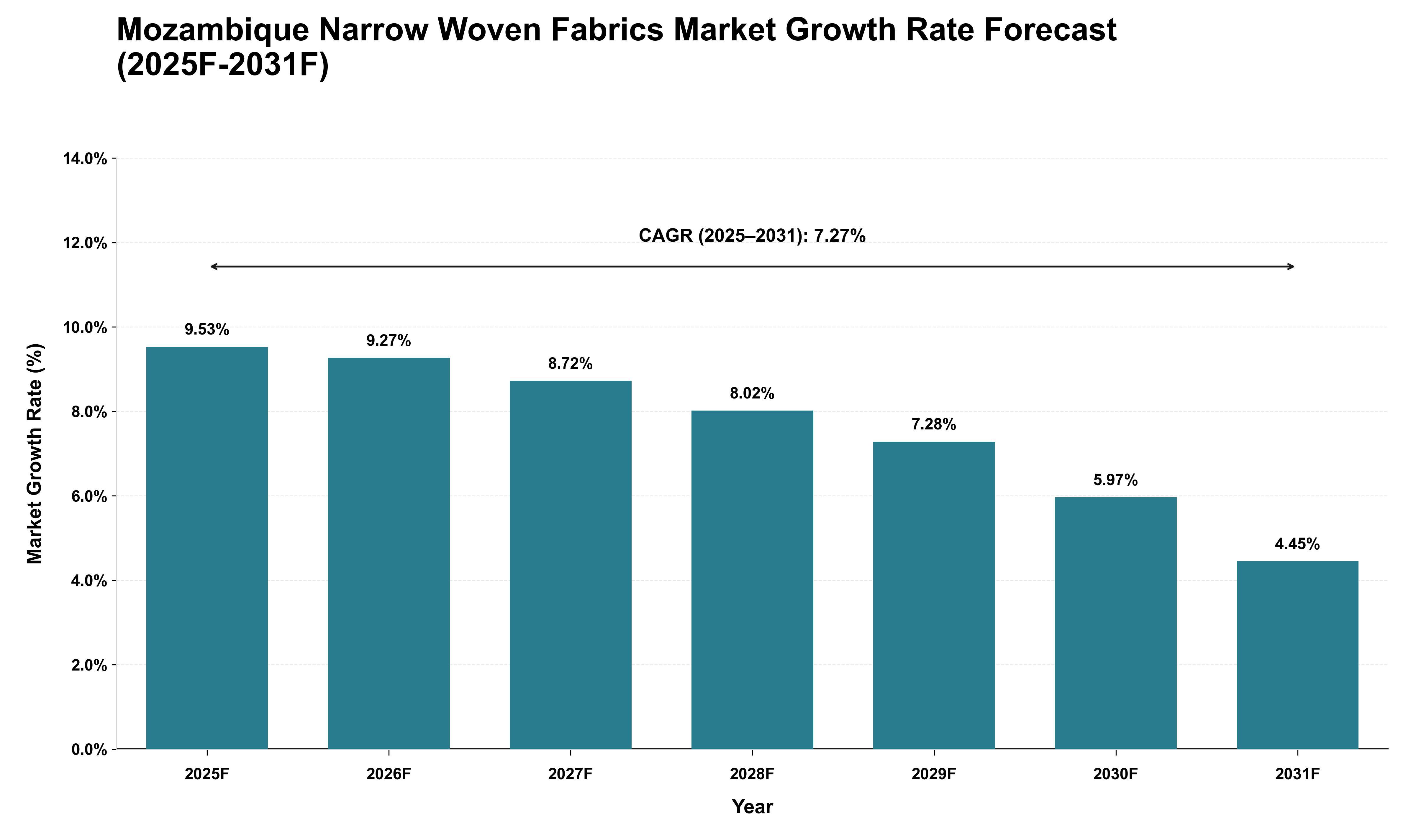 Mozambique Narrow Woven Fabrics Market Growth Rate Analysis (2025 - 2031)