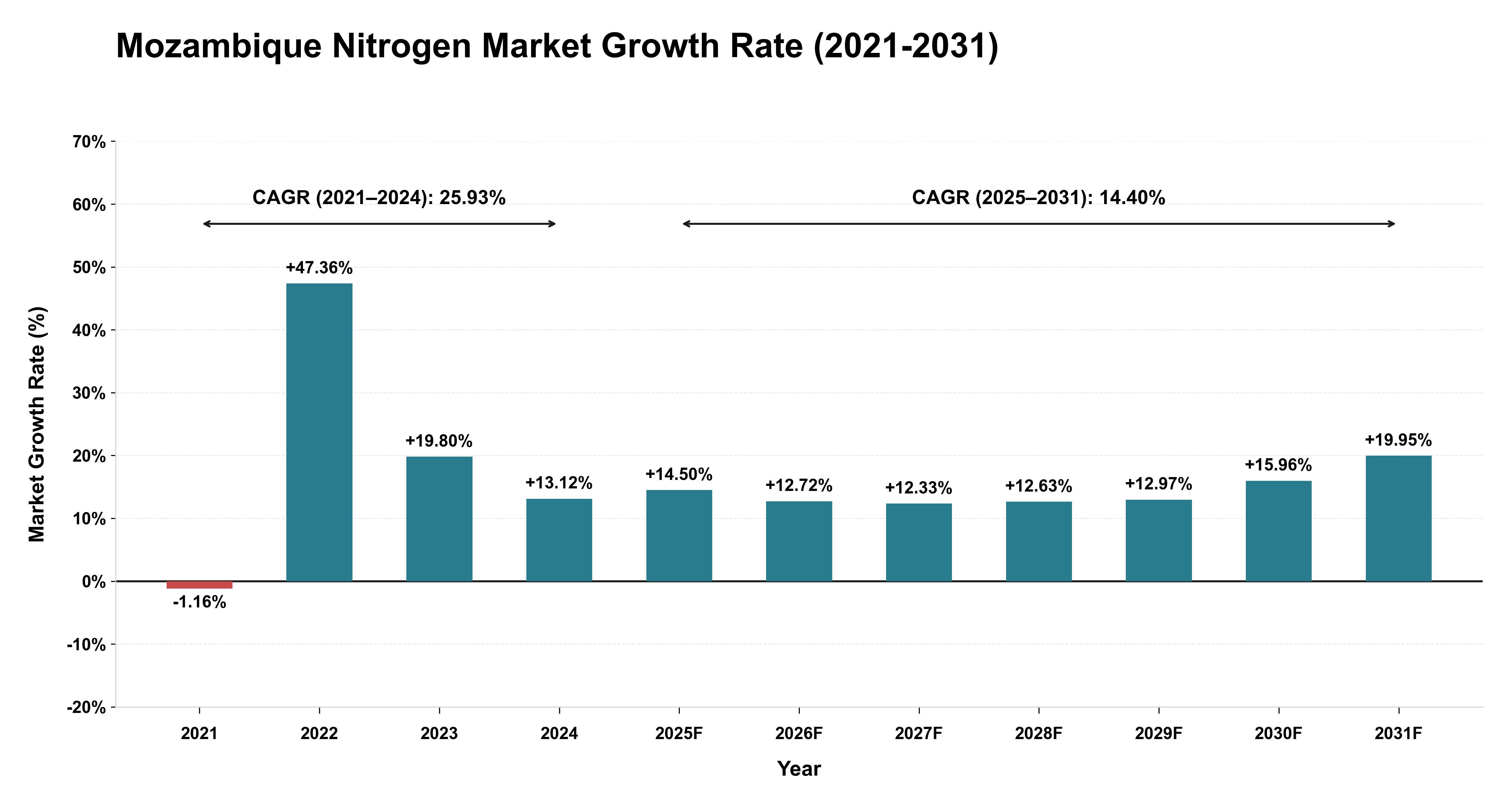 Mozambique Nitrogen Market Growth Rate Analysis (2021-2031)