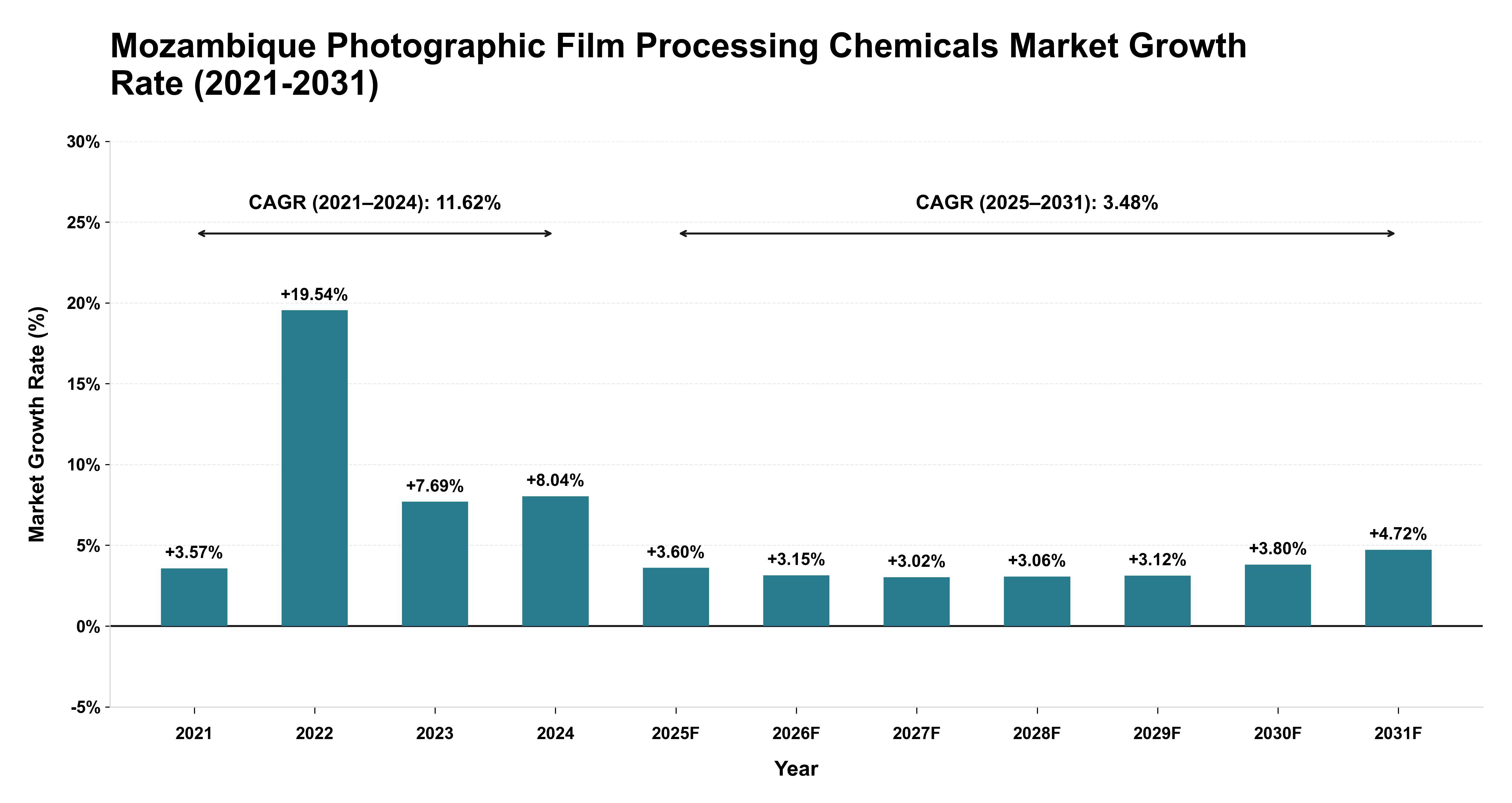 Mozambique Photographic Film Processing Chemicals Market Growth Rate Analysis (2021-2031)
