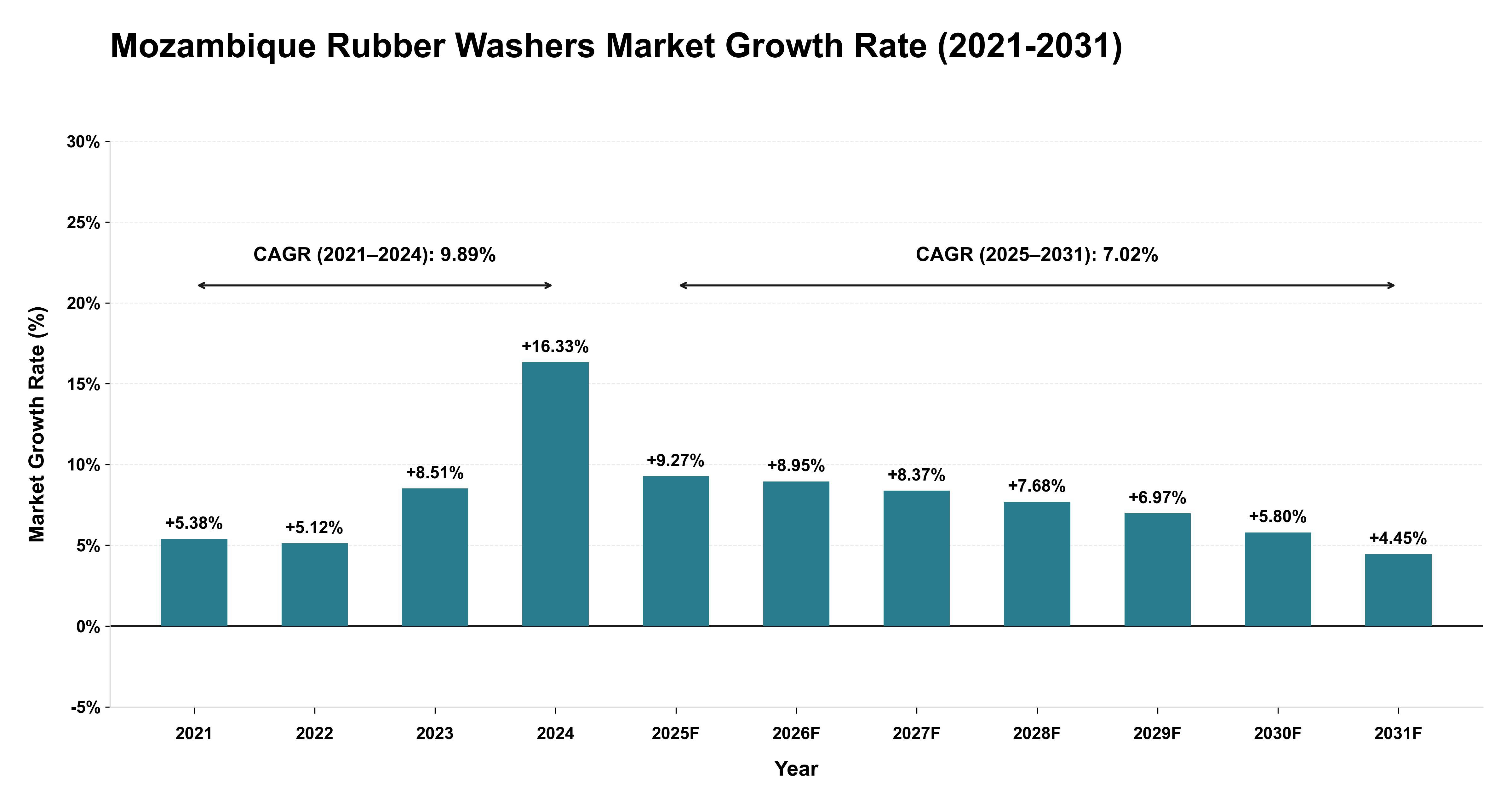 Mozambique Rubber Washers Market Growth Rate Analysis (2021-2031)