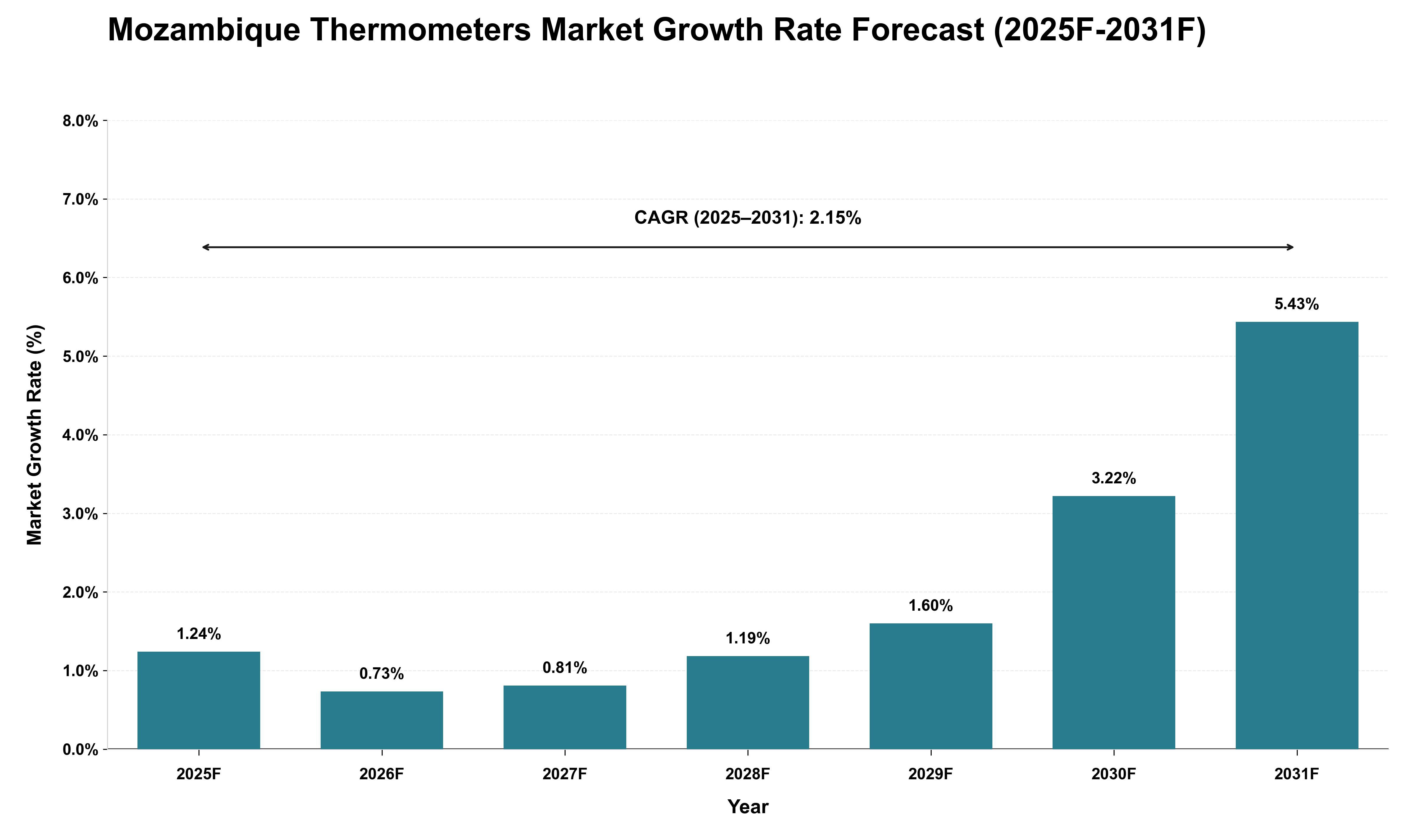 Mozambique Thermometers Market Growth Rate Analysis (2025 - 2031)