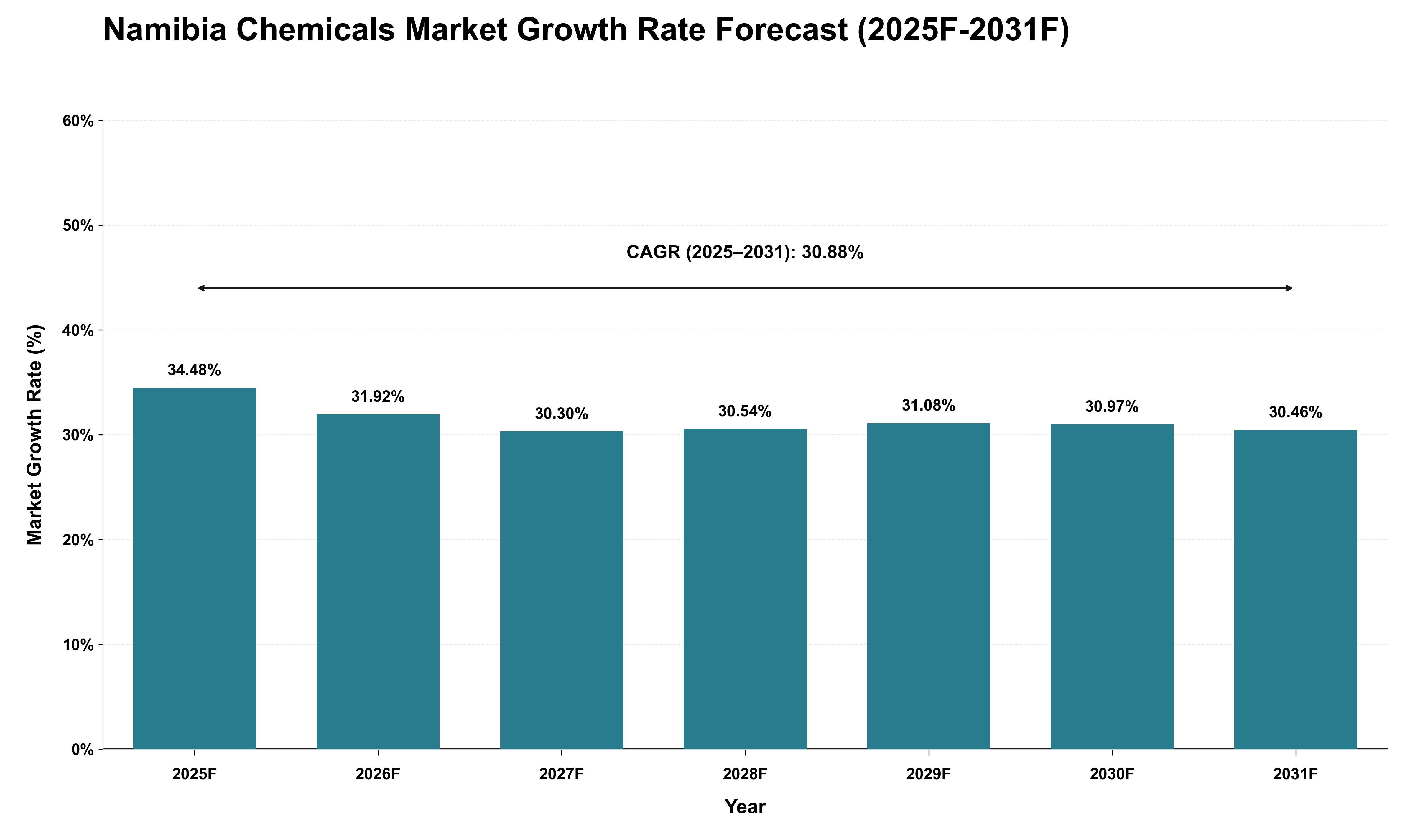 Namibia Chemicals Market Growth Rate Analysis (2025 - 2031)