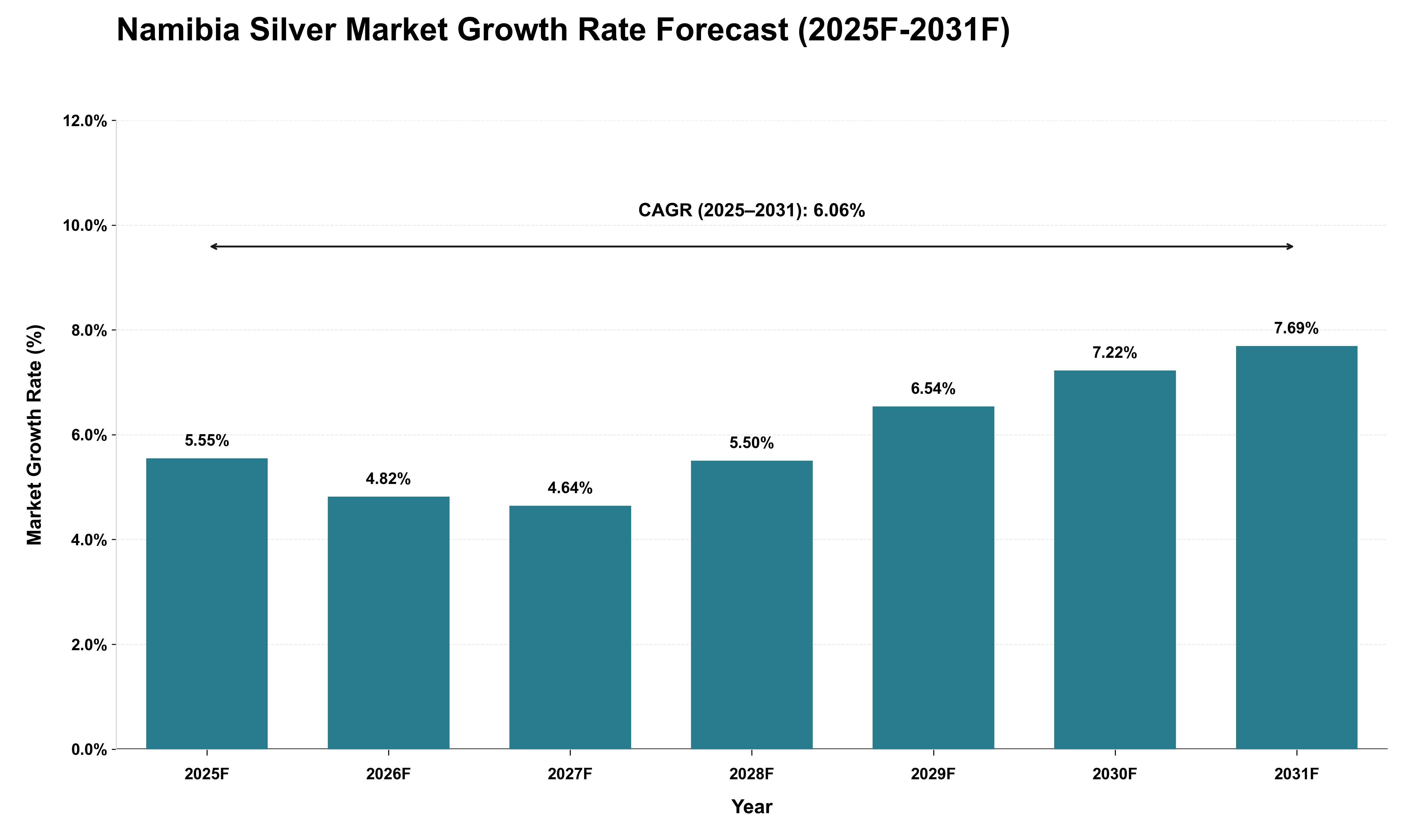 Namibia Silver Market Growth Rate Analysis (2025 - 2031)