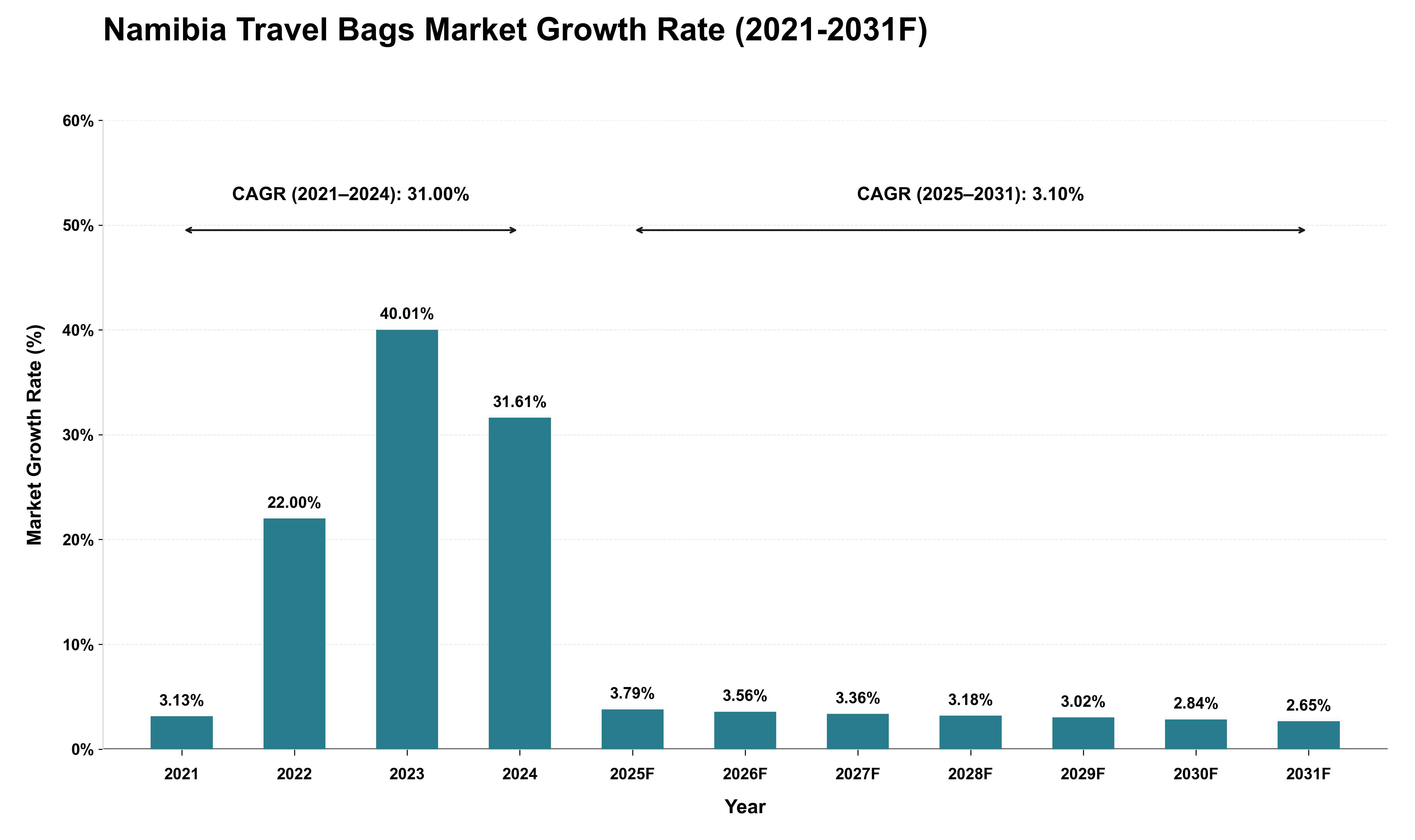 Namibia Travel Bags Market Growth Rate Analysis (2021 - 2031)
