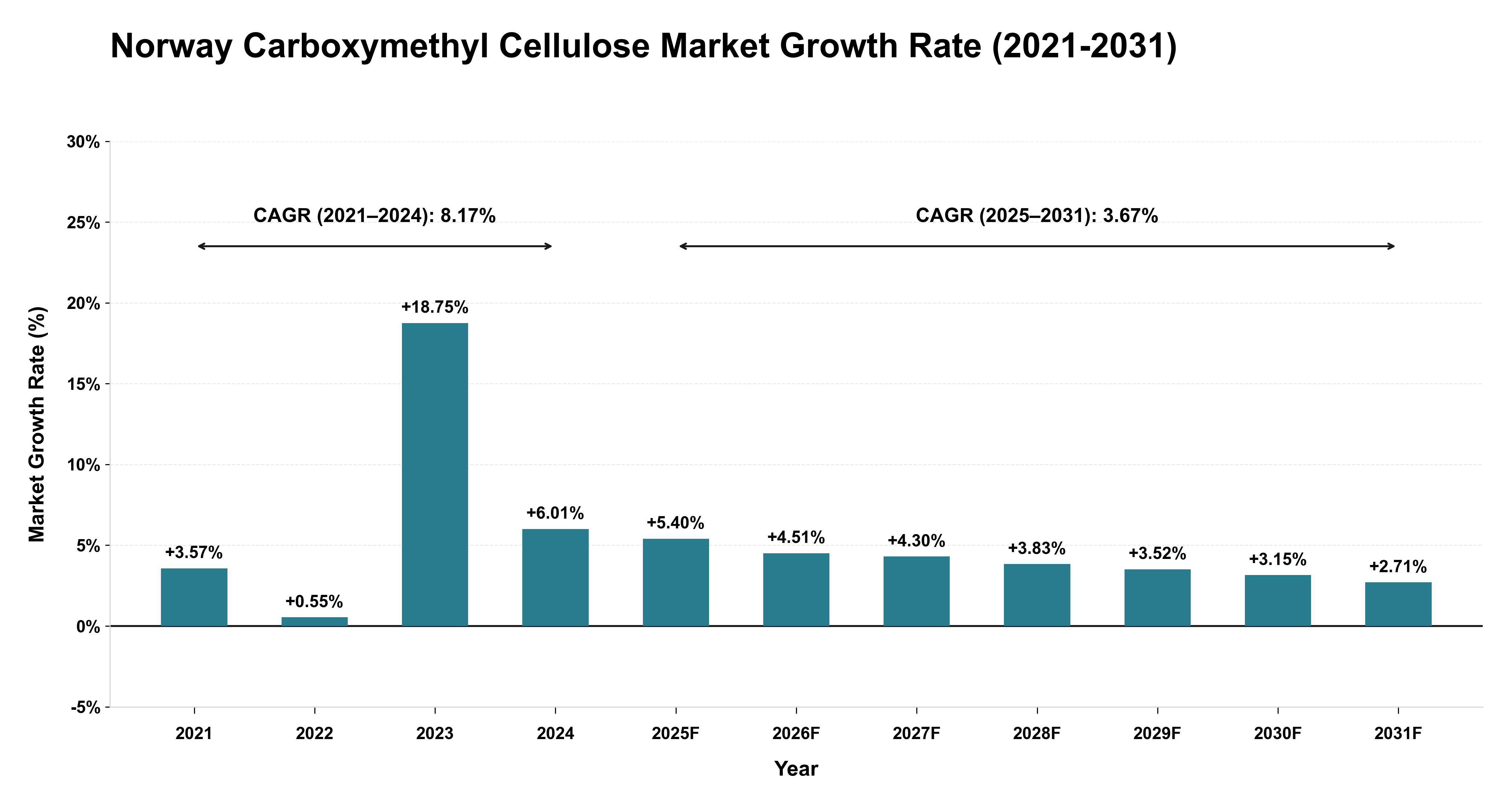 Norway Carboxymethyl Cellulose Market Growth Rate Analysis (2021-2031)